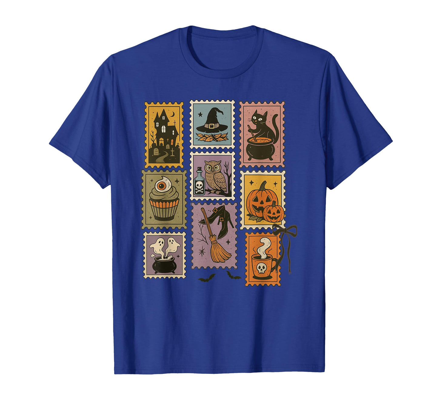 Retro Halloween Stamp Icons โ Witch, Cat, Pumpkin, Ghost T-Shirt