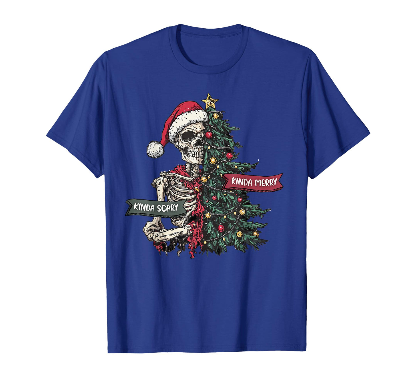 Christmas Skeleton Tree Kinda Scary Kinda Merry Santa Goth T-Shirt