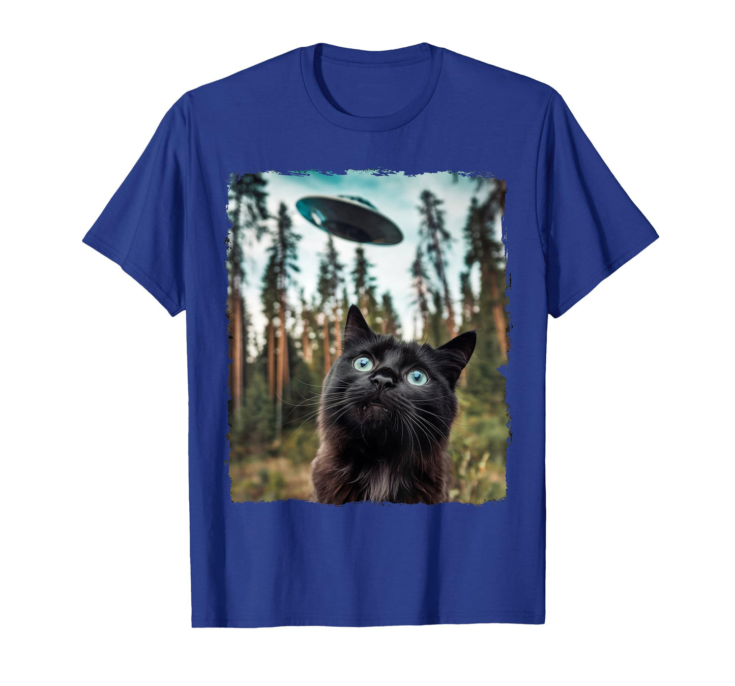 Black Cat Selfie With Alien UFO Cat Gifts For Men Women Kid T-Shirt