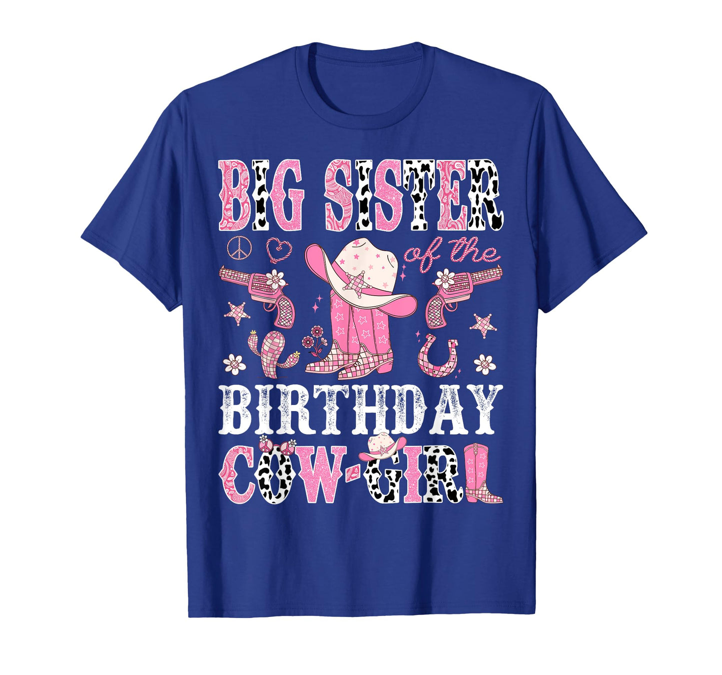 Big Sister Of The Birthday CowGirl Pink Disco Rodeo Western T-Shirt