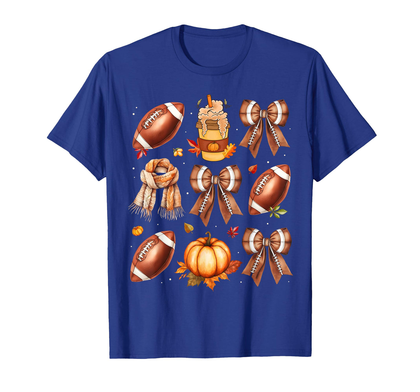 Coffee Football Coquette Bow Fall Vibes Pumpkin Thanksgiving T-Shirt