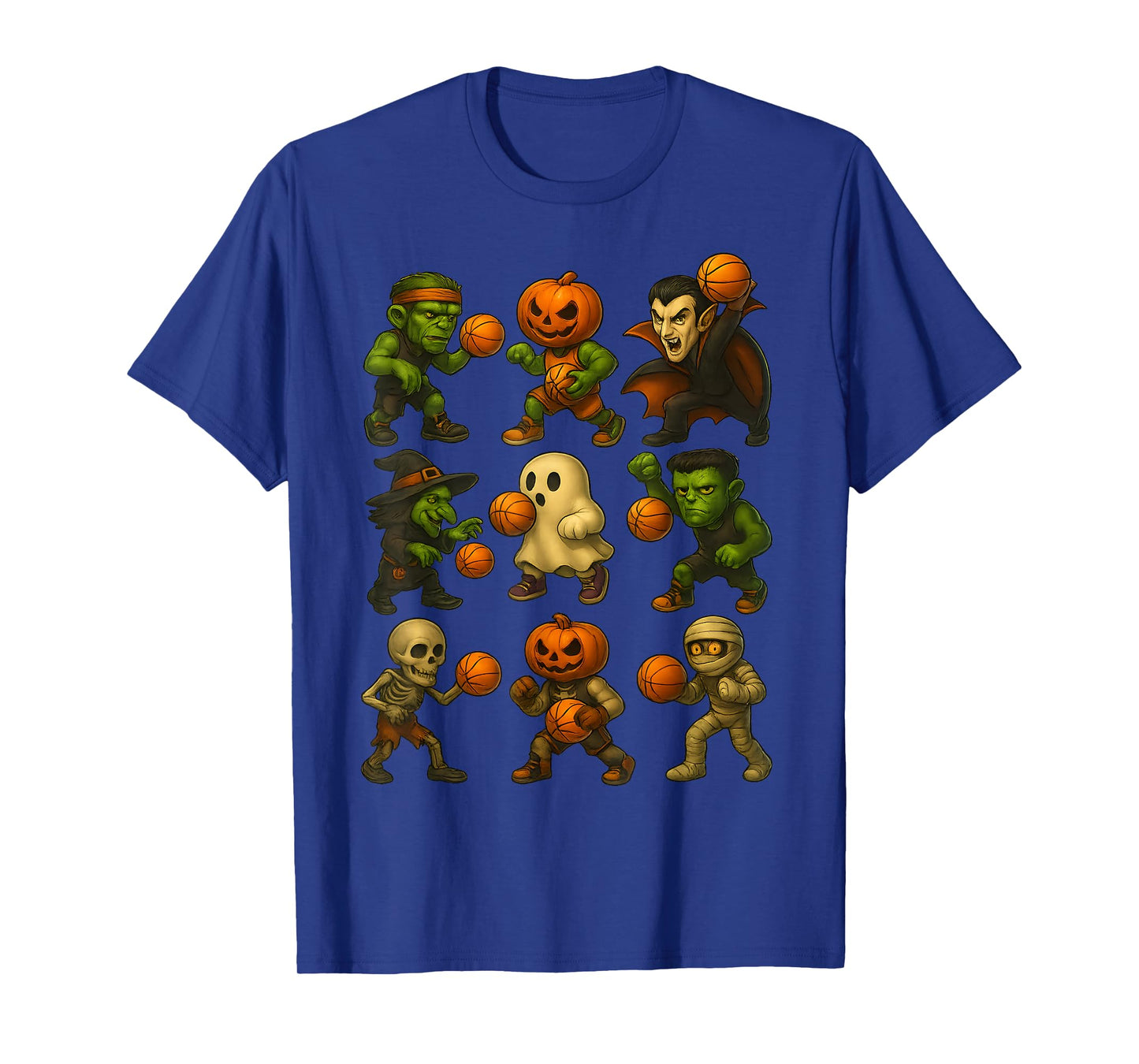 Halloween Monsters Playing Basketball Funny Costume T-Shirt