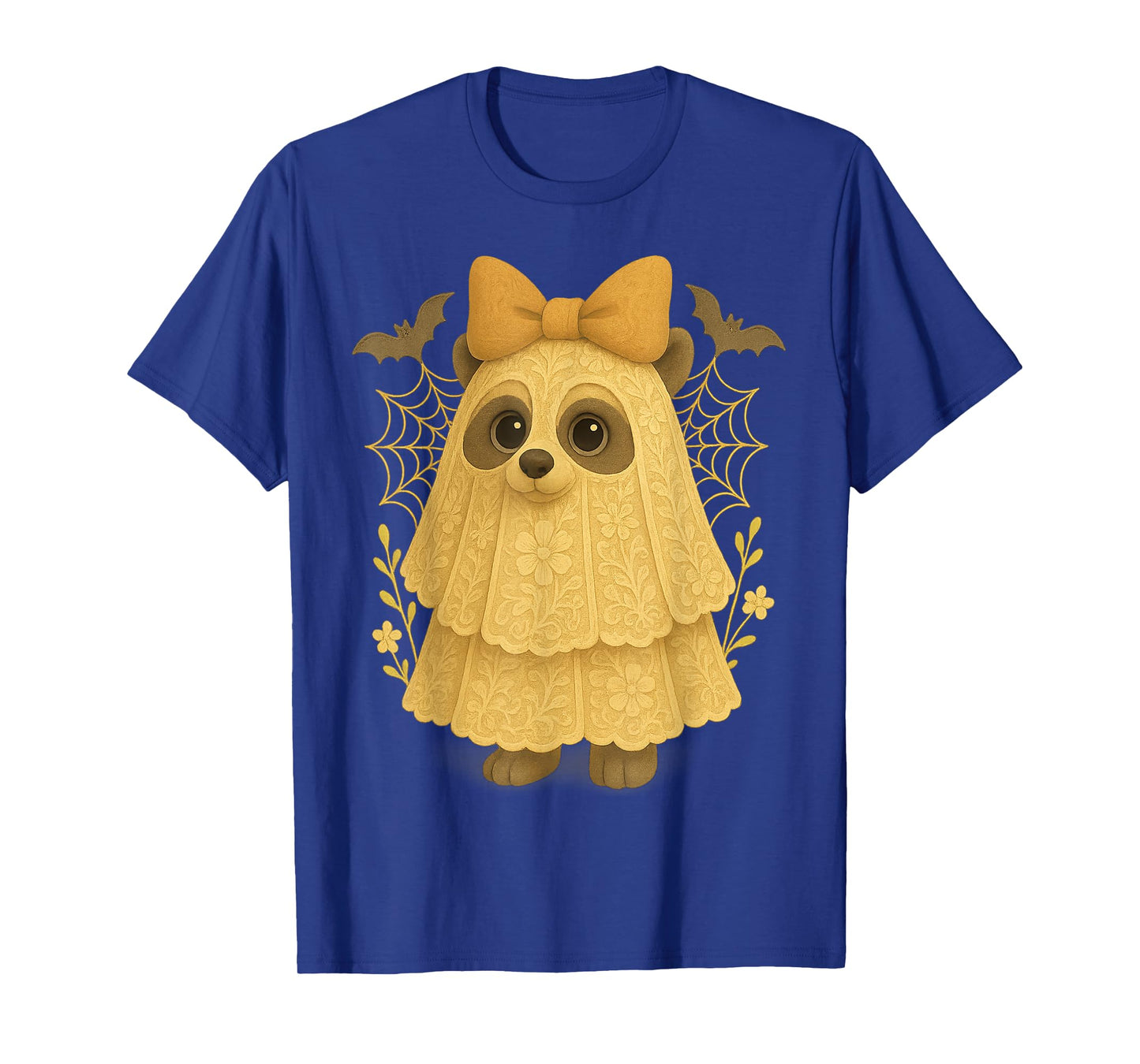 HUGvyn Halloween: Lace Ghost Raccoon Feral Cute Ghost Floral T-Shirt