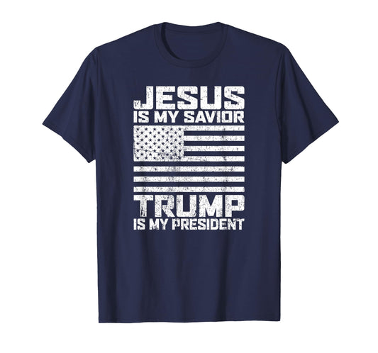 "Jesus is my Savior - Trump is my President" vintage white T-Shirt