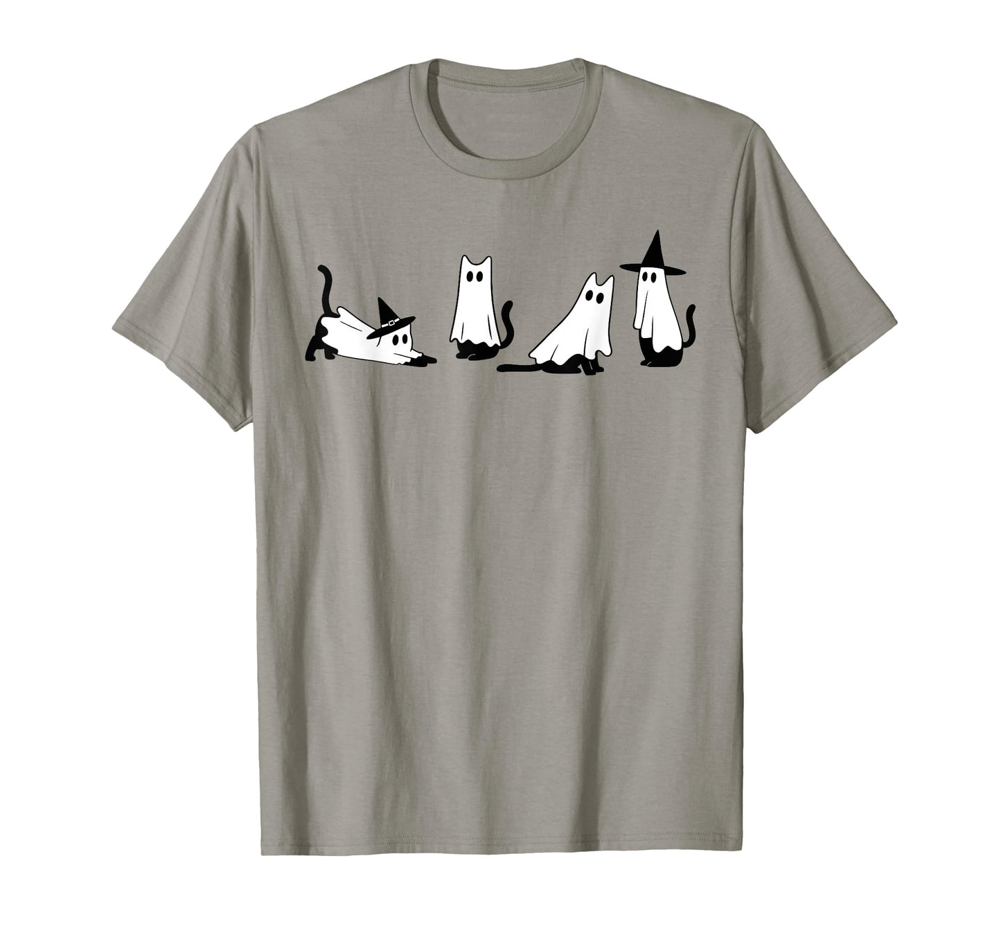 Black Cat Ghost Witch Halloween Costume Men Women Cat Lover T-Shirt