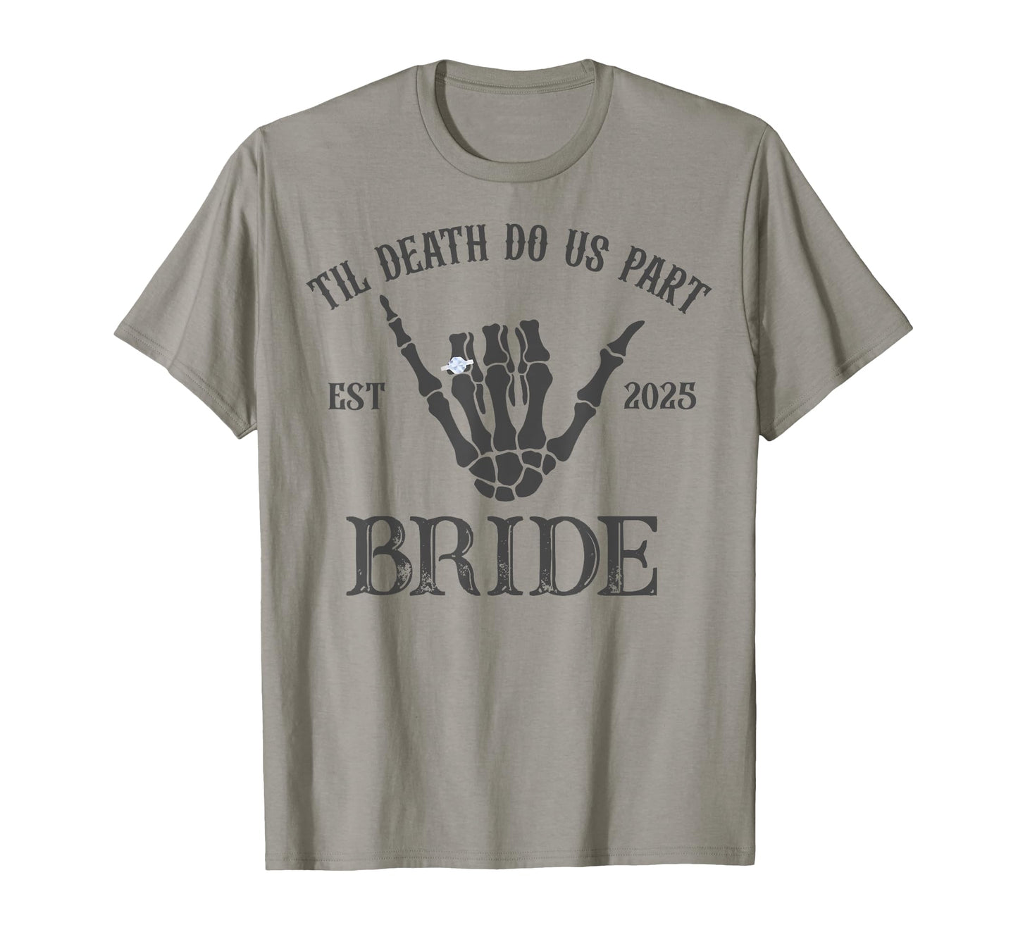 Groom Bride Skeleton Gothic Halloween Engagement Wedding T-Shirt