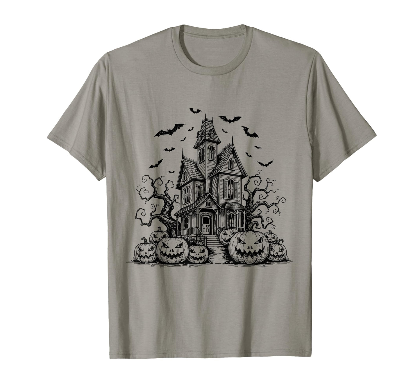 Scary Halloween House Spooky Season Bats Fall Jack-o-lantern T-Shirt