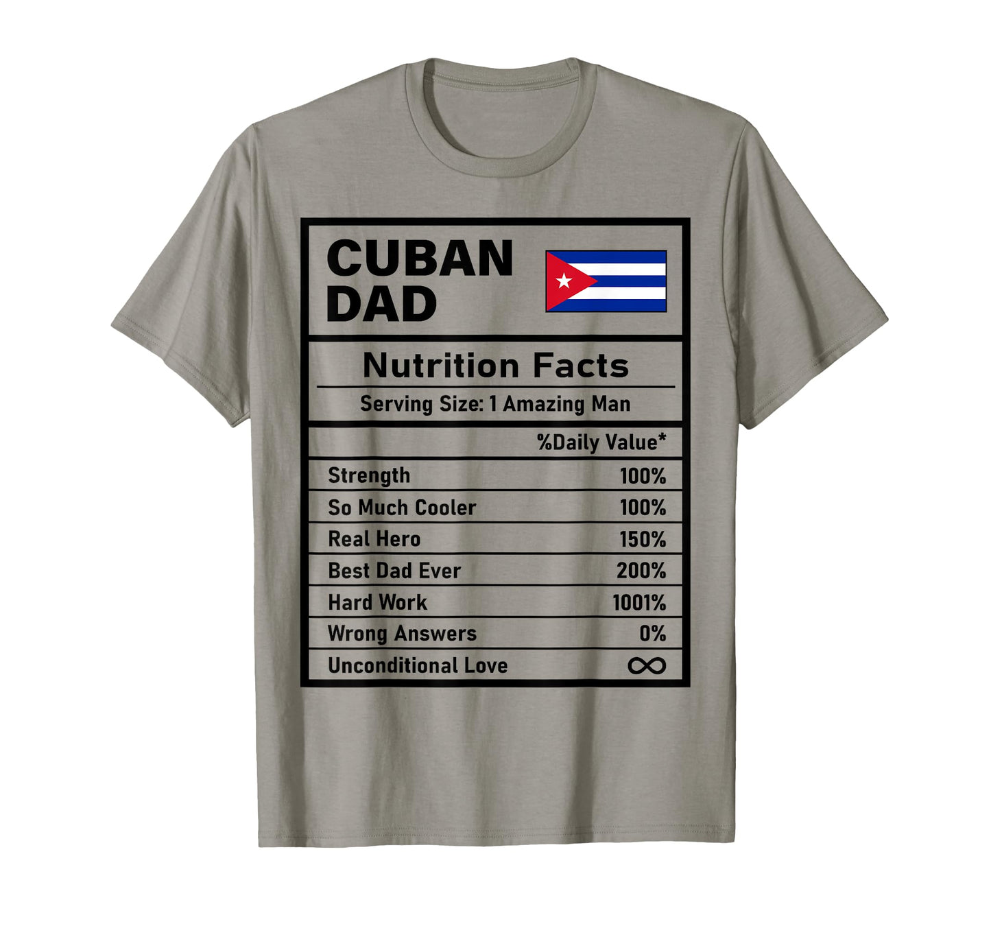 Cuban Dad Nutrition Facts Father's Day National Heritage T-Shirt