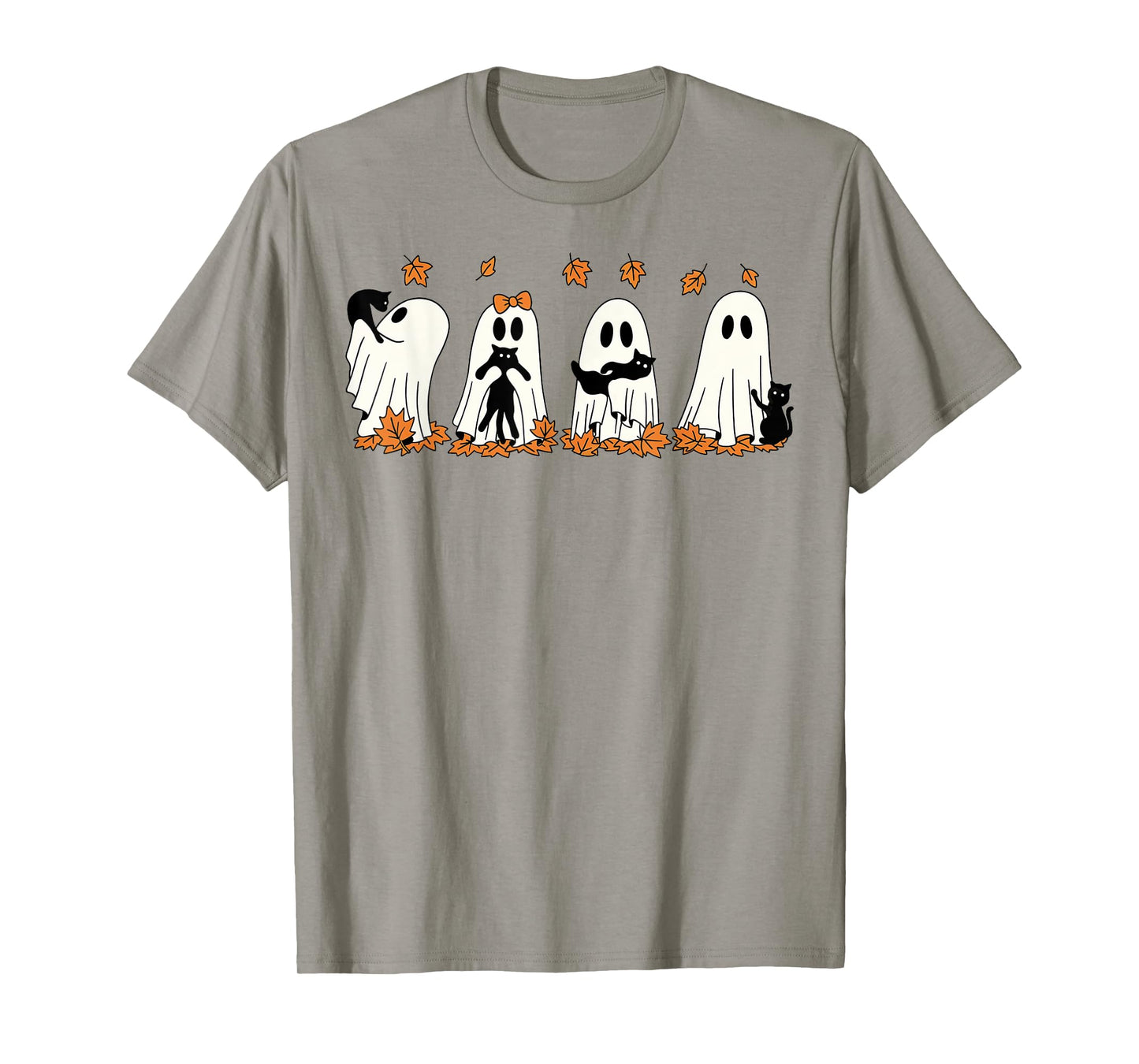 Funny Ghost Black Cat Fall Halloween Thanksgiving Cat Lover T-Shirt
