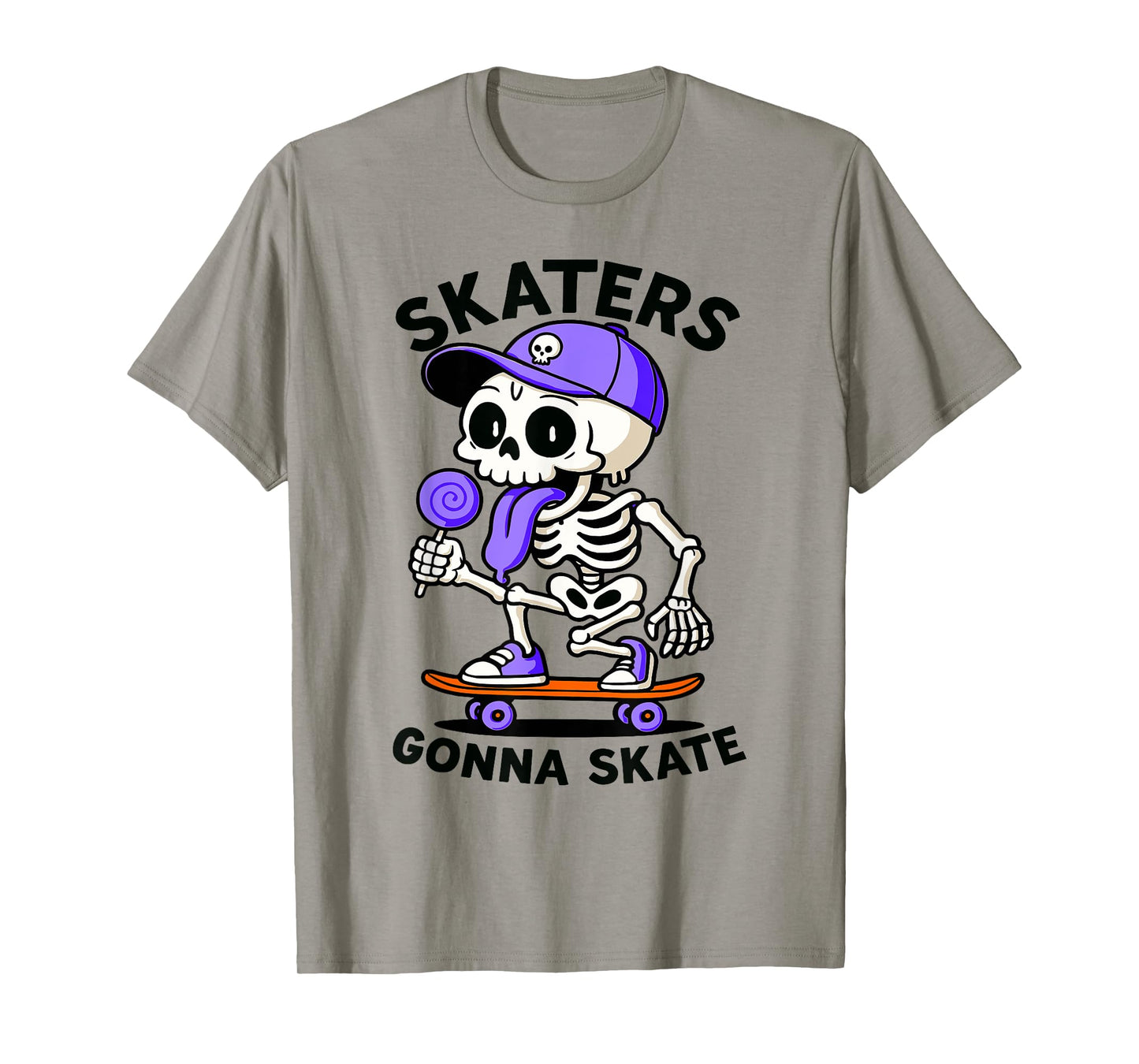Skaters Gonna Skate, Skateboarding Skeleton Lolli Skateboard T-Shirt