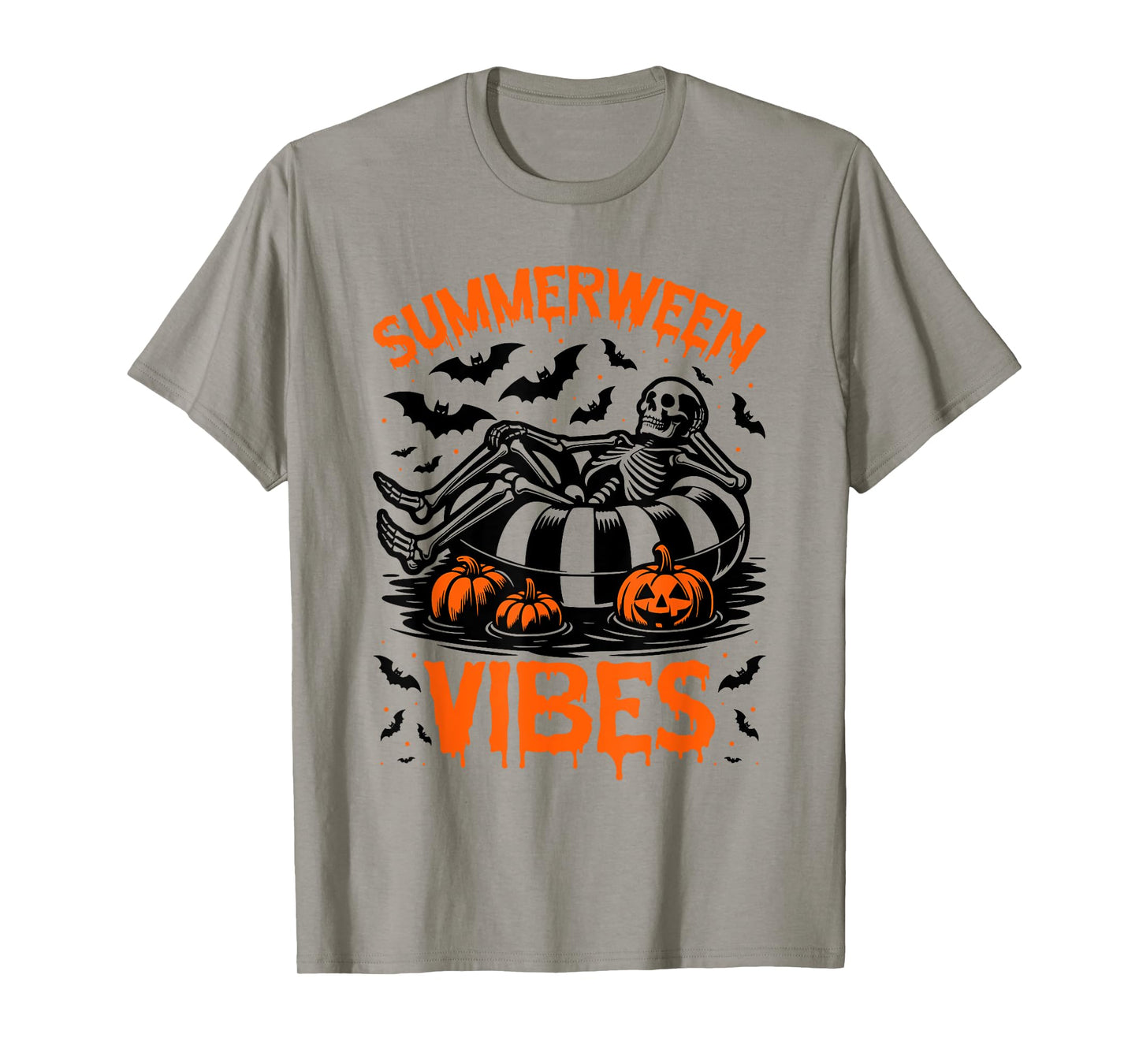 Summerween Vibes Skeleton Float Summer Halloween T-Shirt