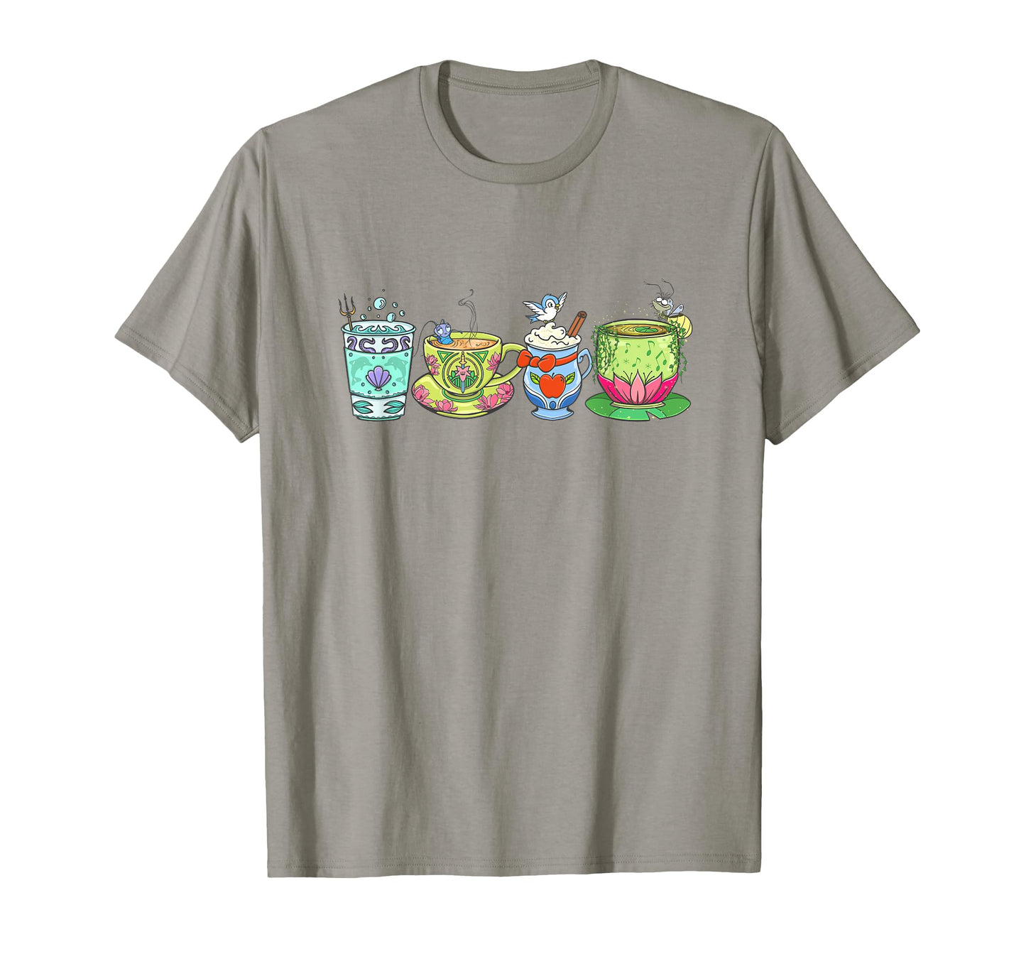 Disney Princess Royal Tea Party Stylized Cups Lined Up T-Shirt