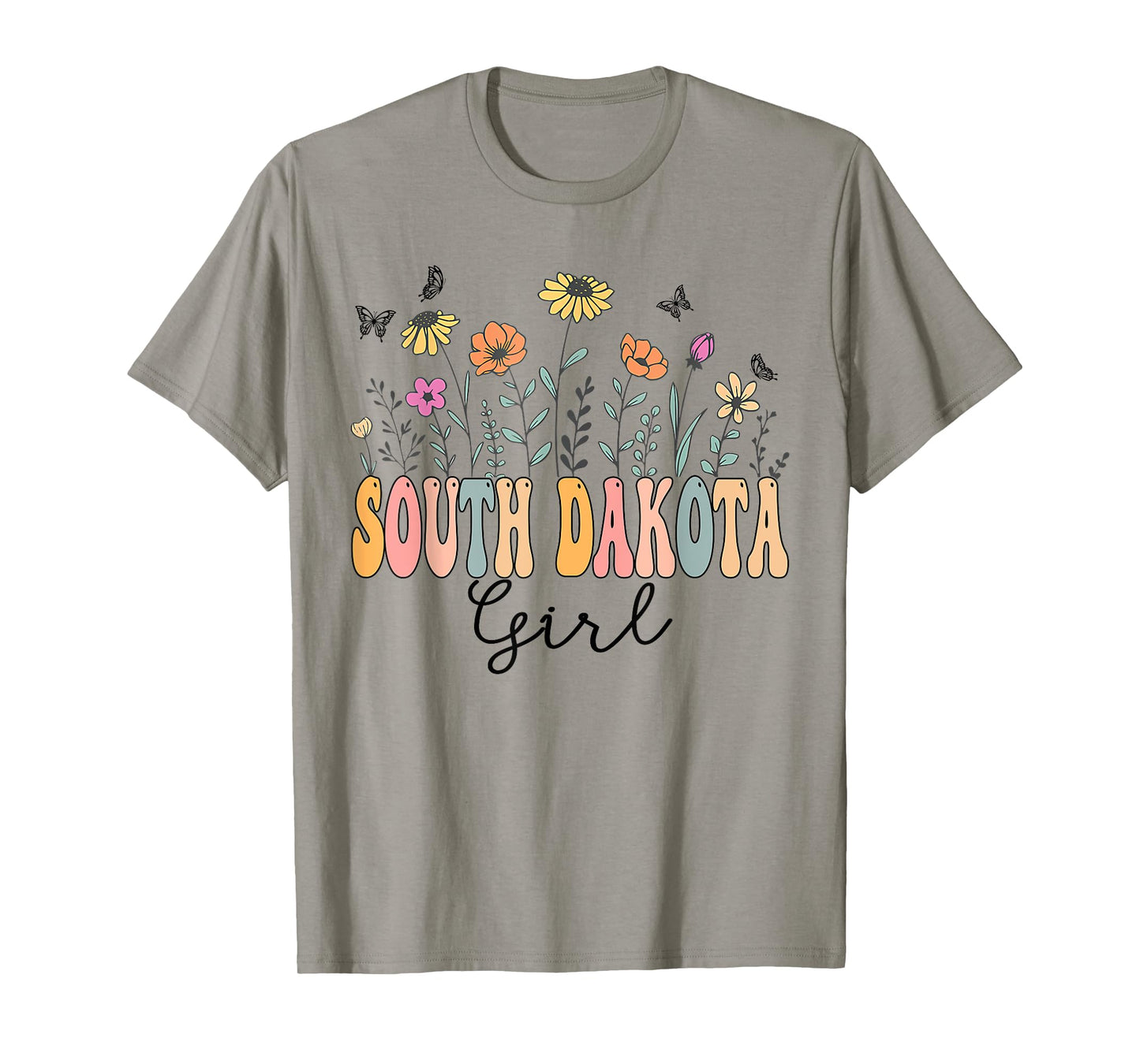 South Dakota Girl Wildflower Groovy South Dakota Lover T-Shirt