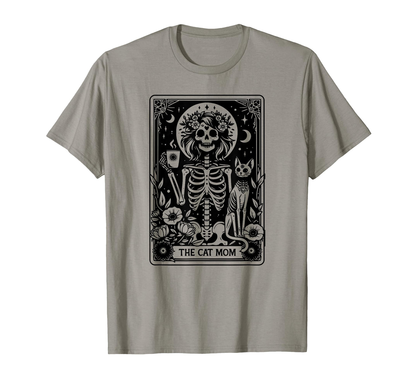 Skeleton The Cat Mom Tarot Card, Funny Cat Mama Mother's Day T-Shirt