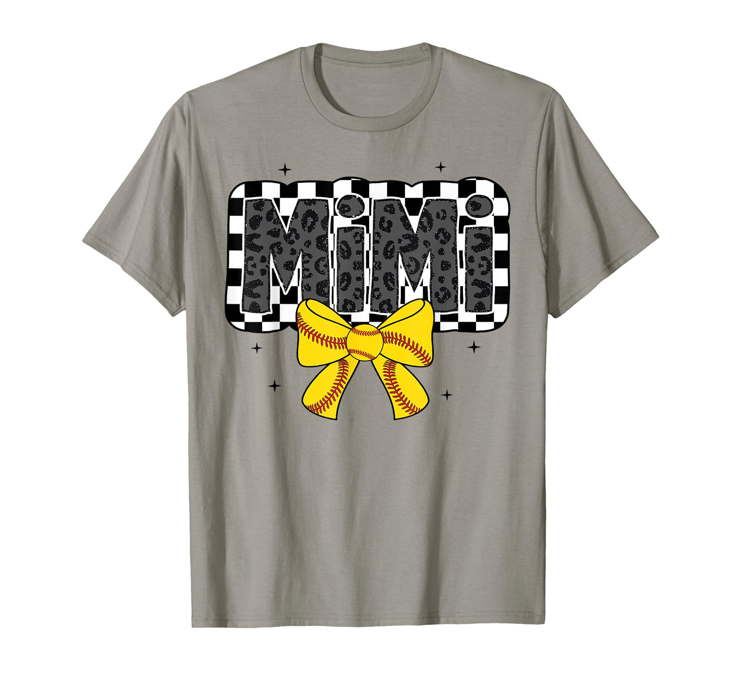 Cute Softball Mimi Ballpark Coquette Bow Grandma Mothers Day T-Shirt
