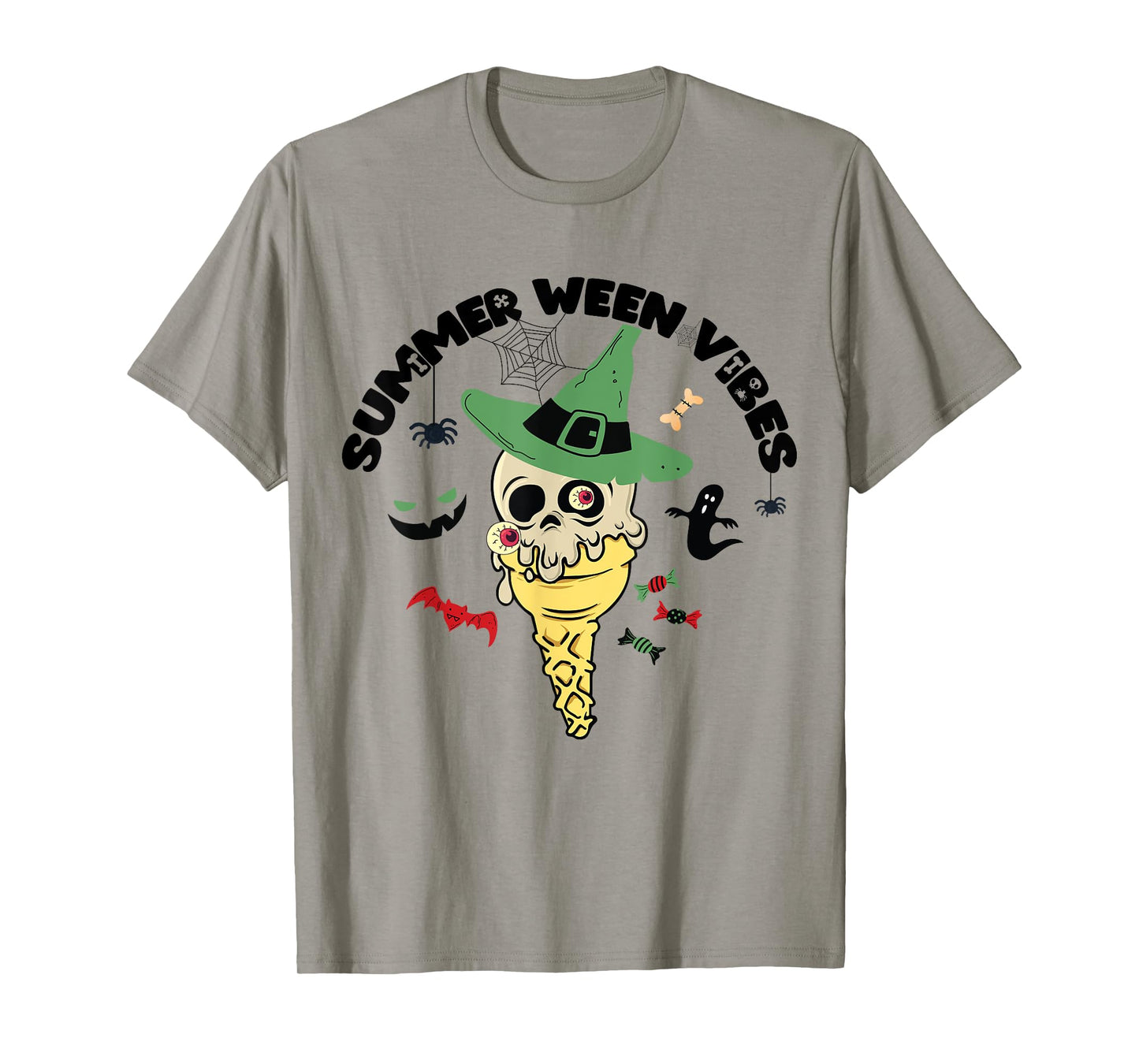 Summer Ween Vibes Ice Cream Skull Summer Halloween T-Shirt