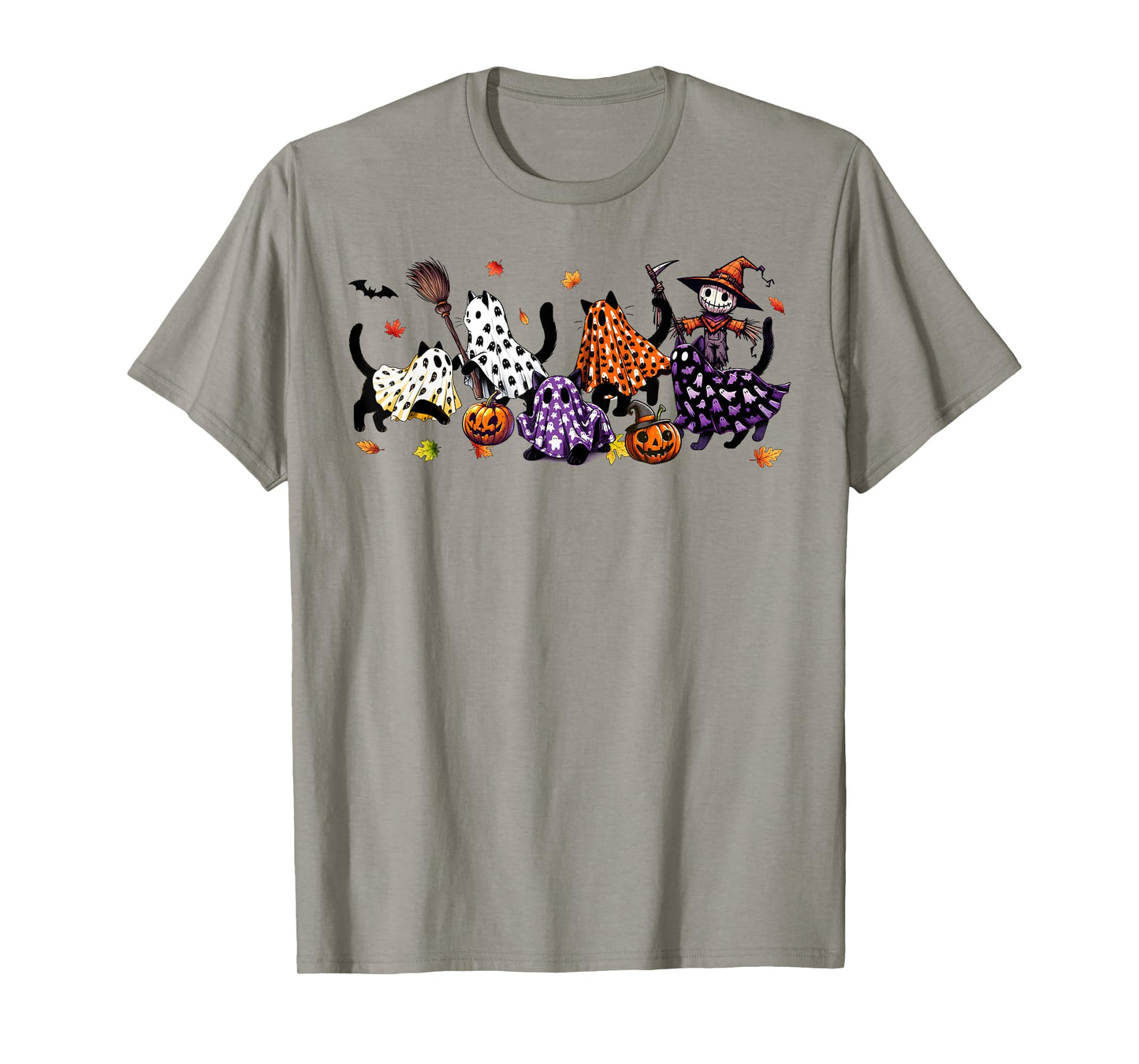 Black Cats in Cute Ghost Cat Halloween T-Shirt for Men Women Kids