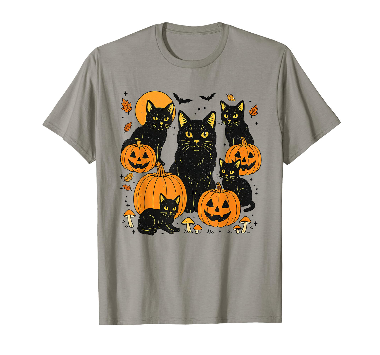 Retro Black Meow Cat Pumpkin Halloween Kitty Spooky Season T-Shirt