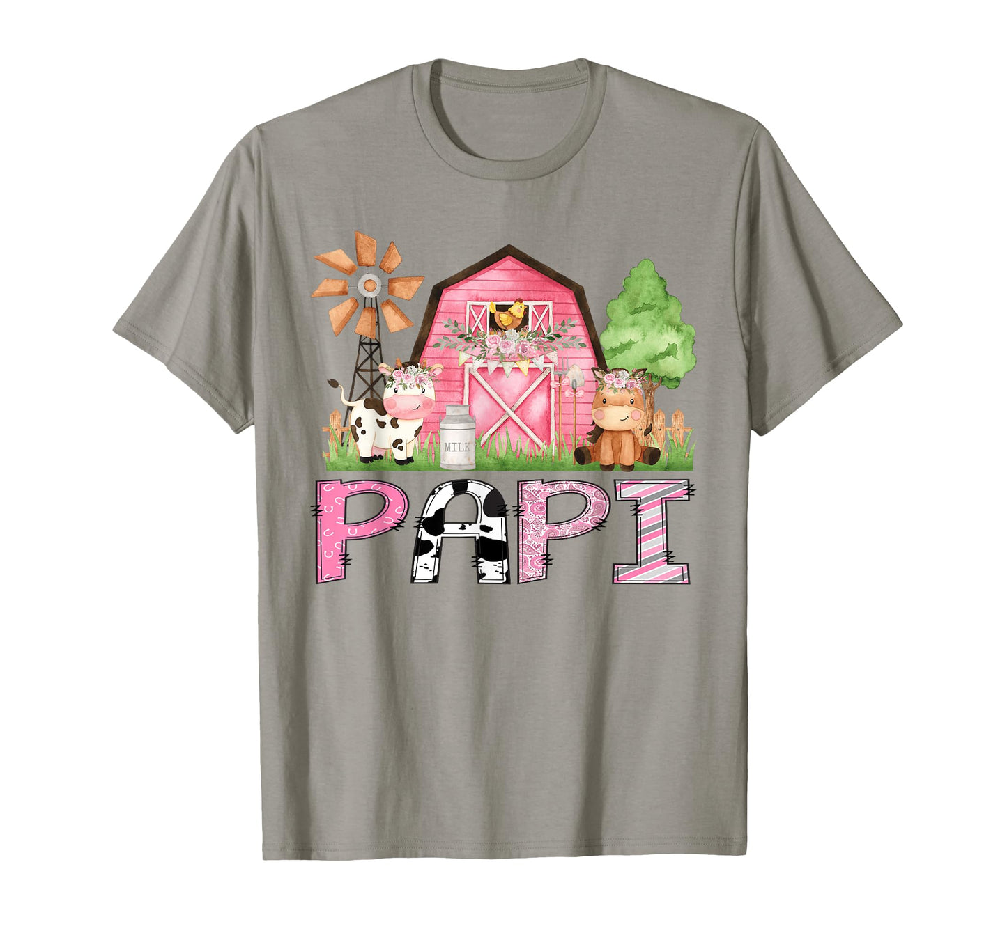 Papi Pink Farm Animal Birthday Kids Matching Family T-Shirt
