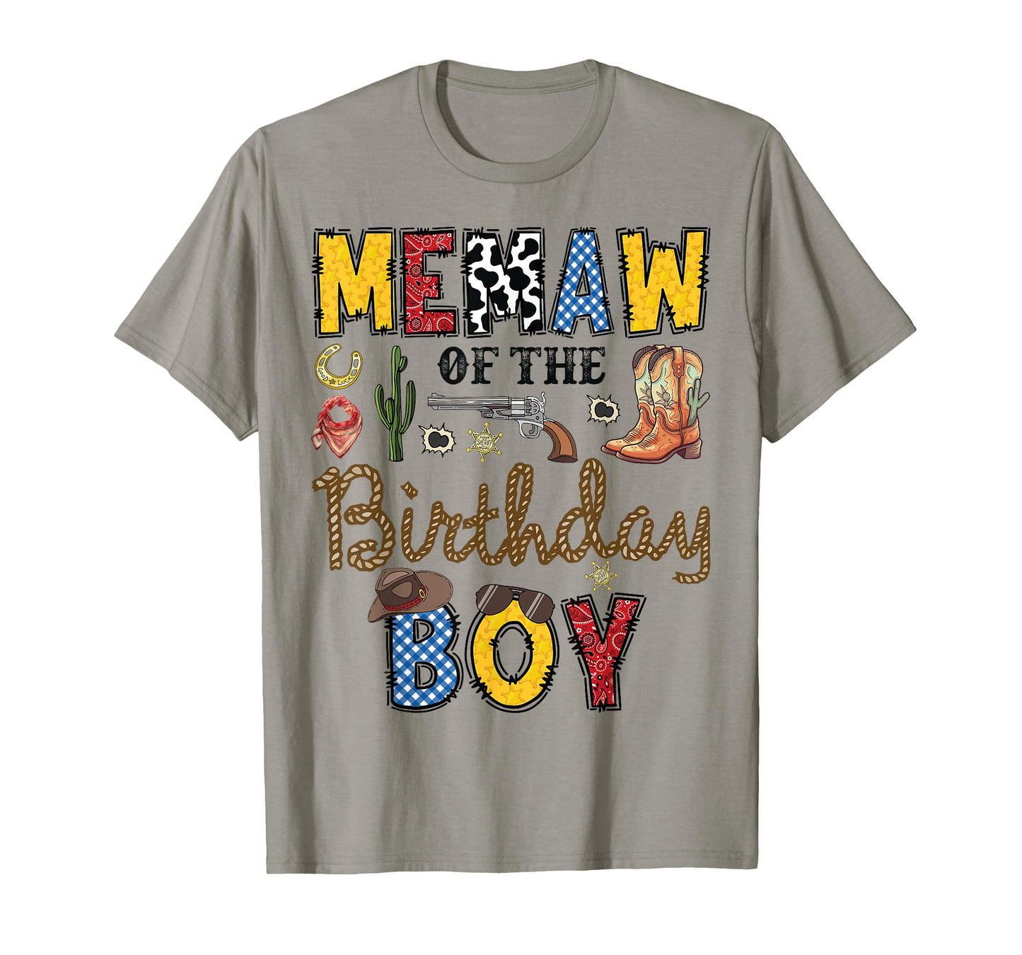 Memaw Of The Birthday Boy Cowboy Rodeo Memaw T-Shirt