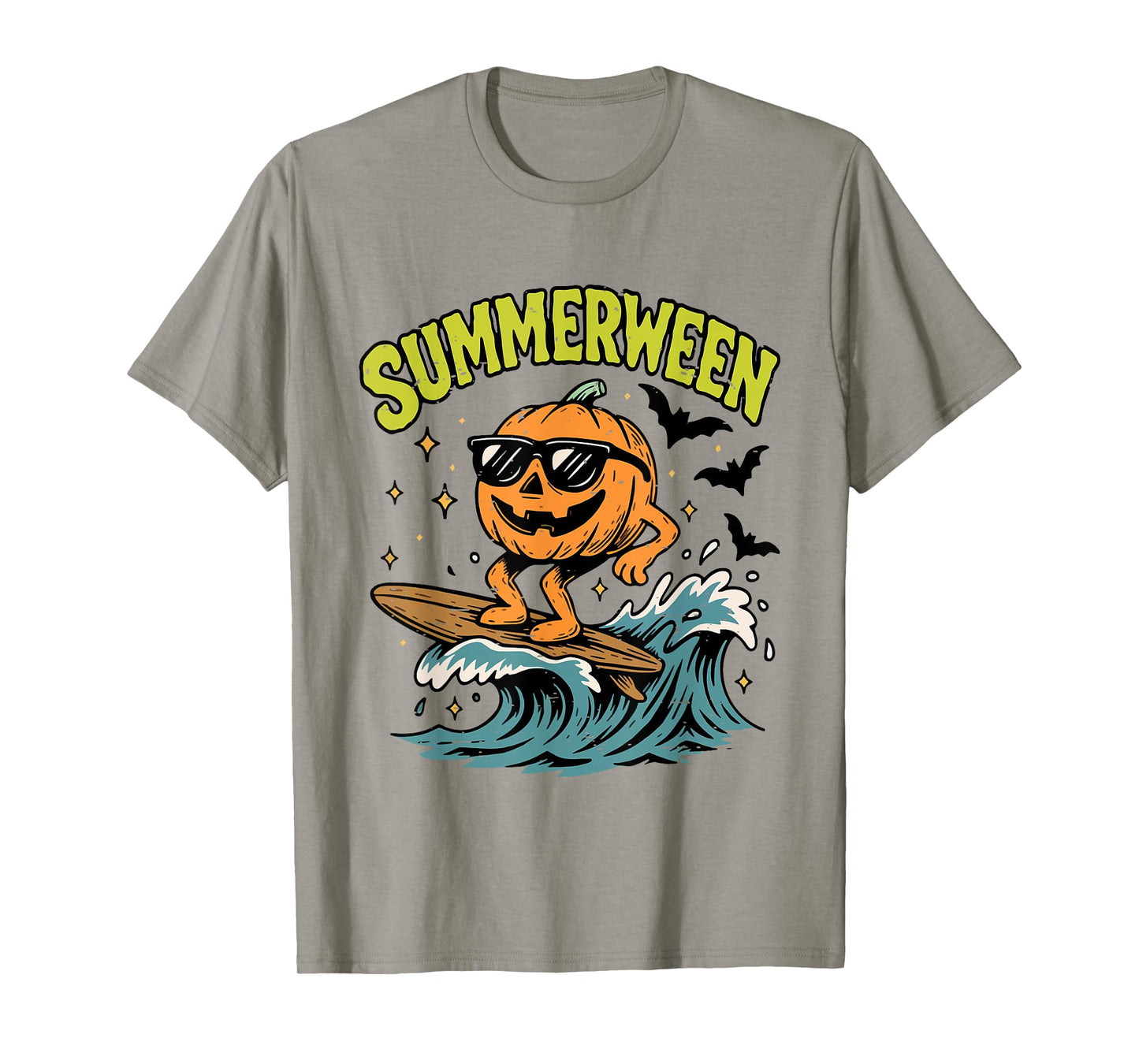 Funny Summerween Pumpkin Surfing Beach Summer Halloween Cute T-Shirt