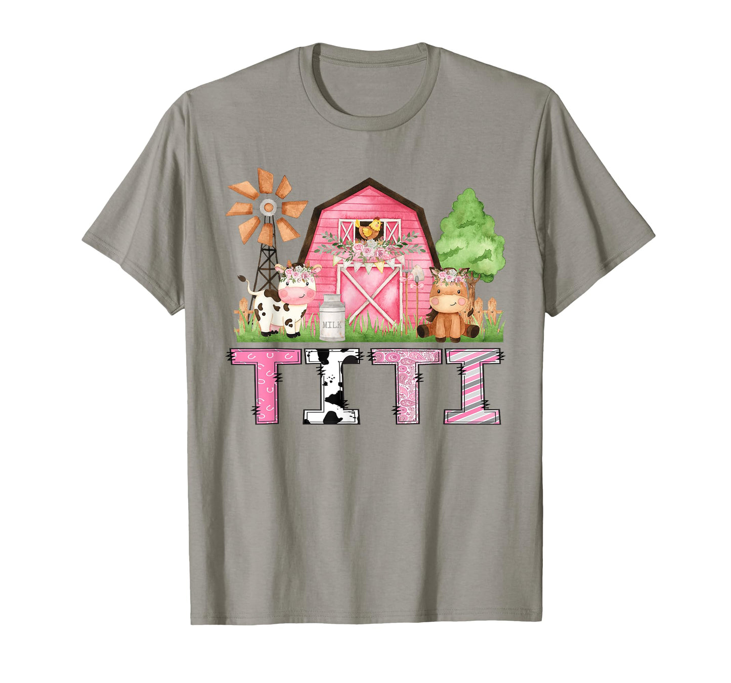 Titi Pink Farm Animal Birthday Kids Matching Family T-Shirt