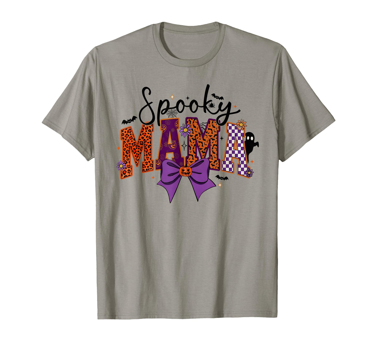 Spooky Mama Groovy Vintage Ghost Halloween Coquette Bow T-Shirt