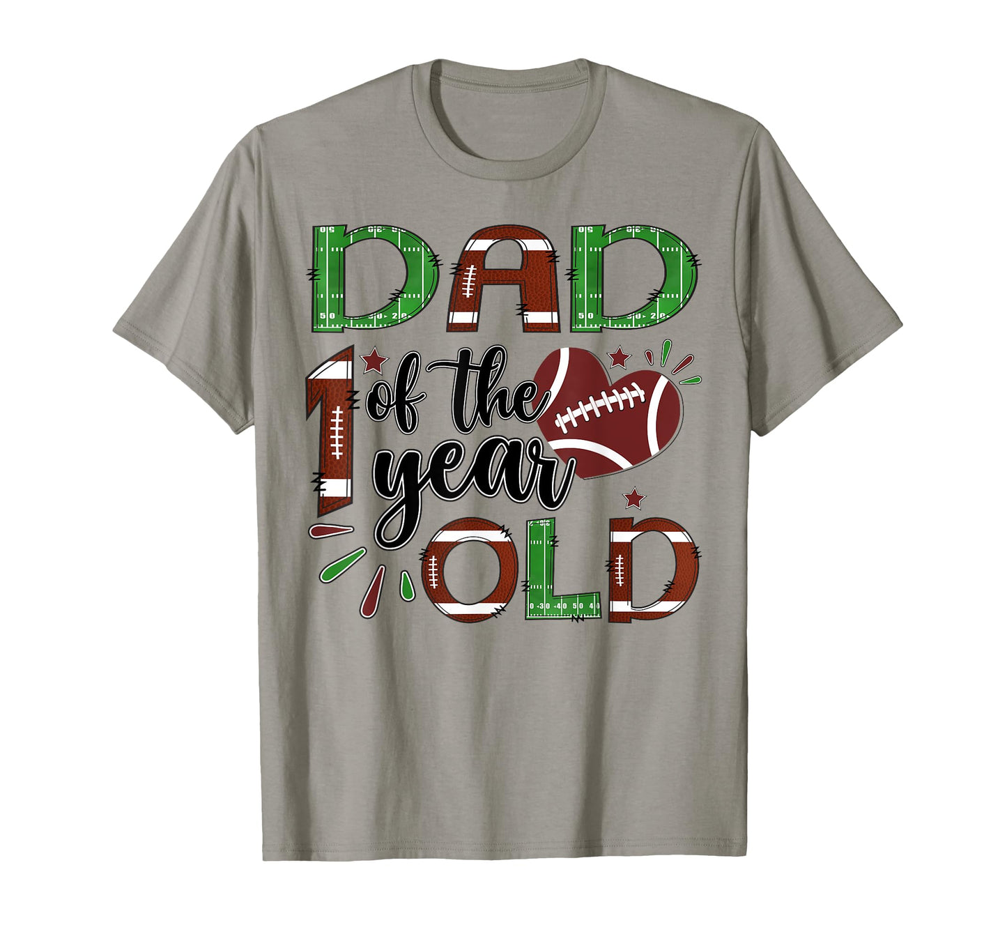 Dad Of The 1 Year Old Football 1St Year Down Birthday T-Shirt