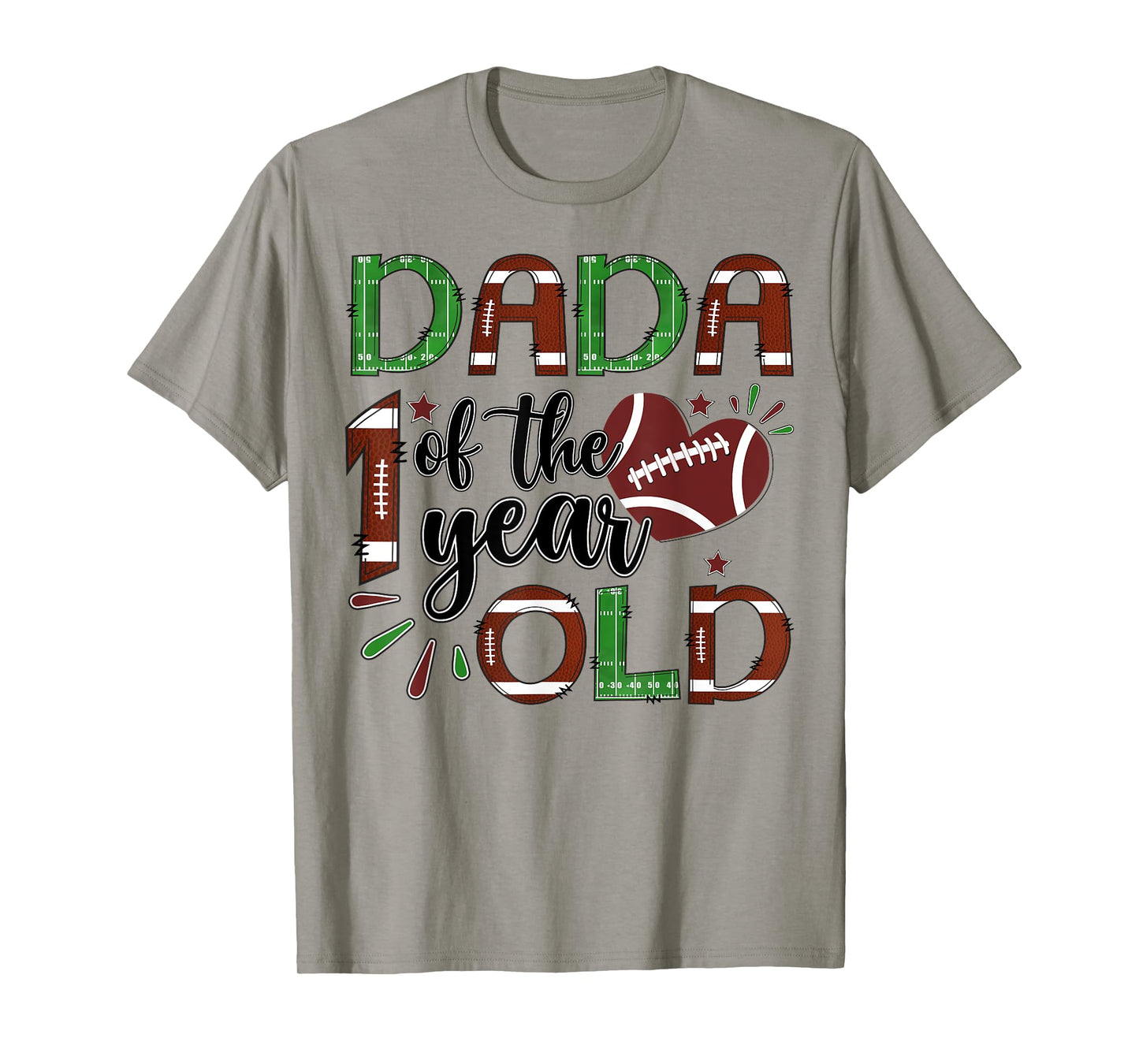 Dada Of The 1 Year Old Football 1St Year Down Birthday T-Shirt