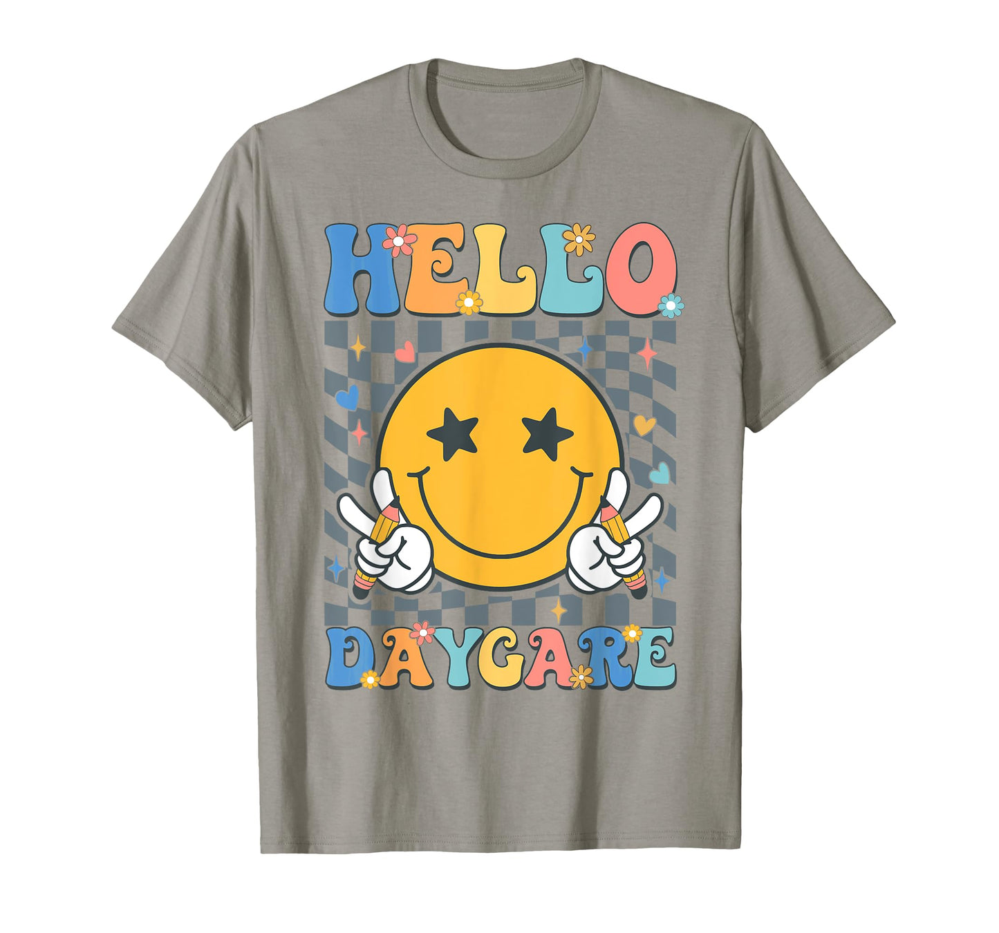Hello Daycare Team Groovy Back To School Daycare Teacher Kid T-Shirt