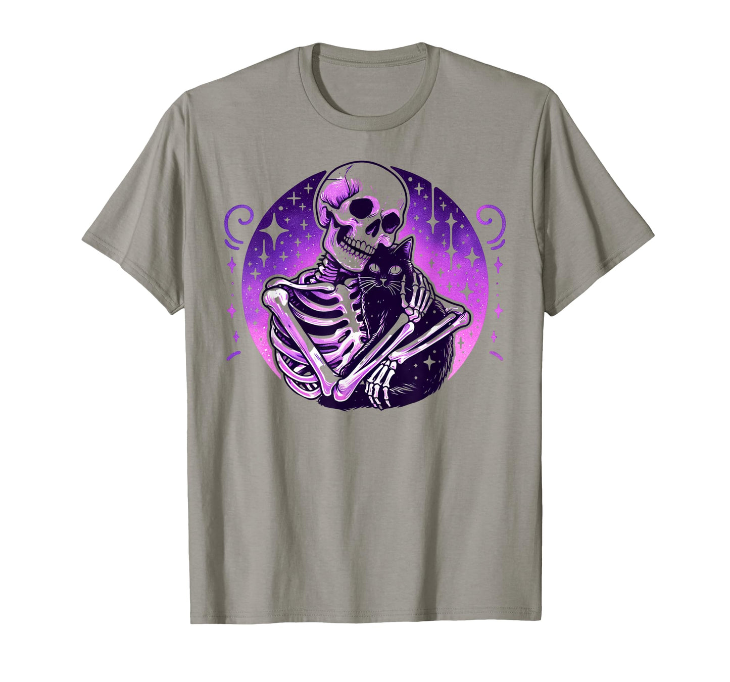 Skeleton Cute Cat Skull Kitty Goth Halloween Women T-Shirt