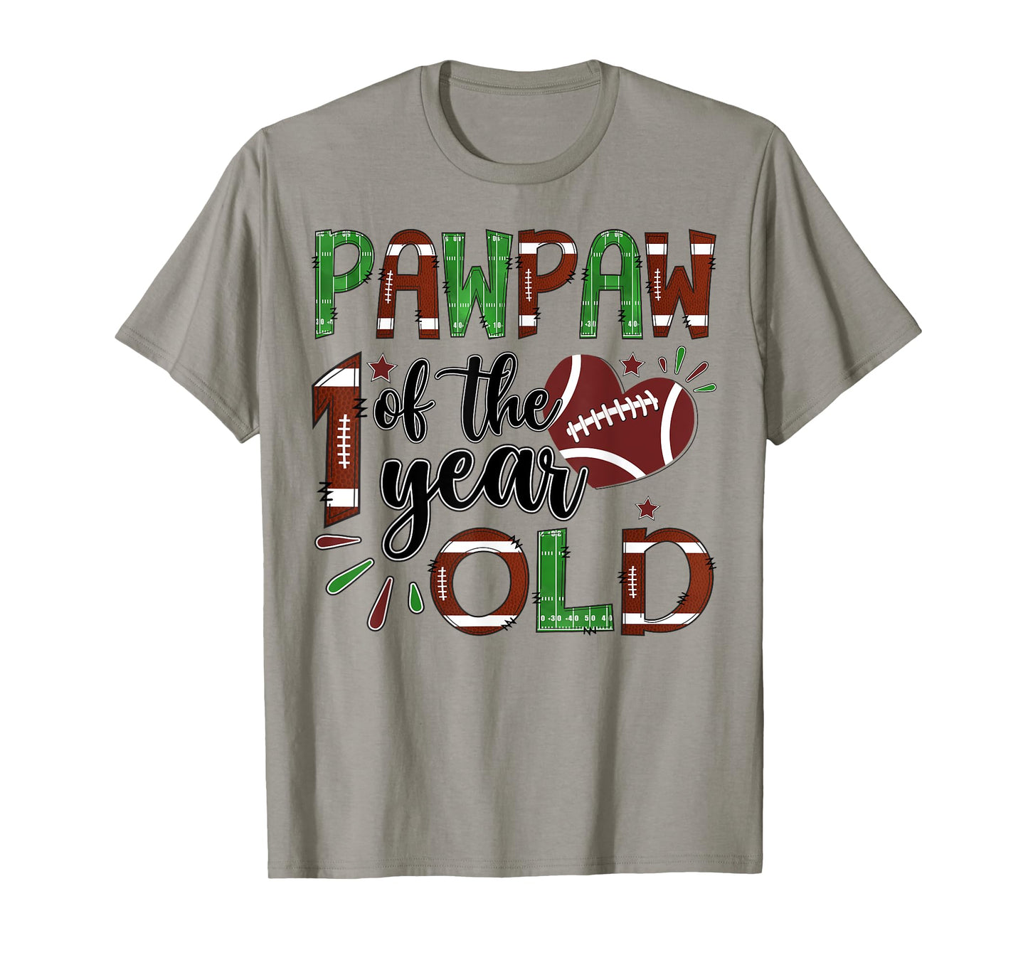 Pawpaw Of The 1 Year Old Football 1St Year Down Birthday T-Shirt