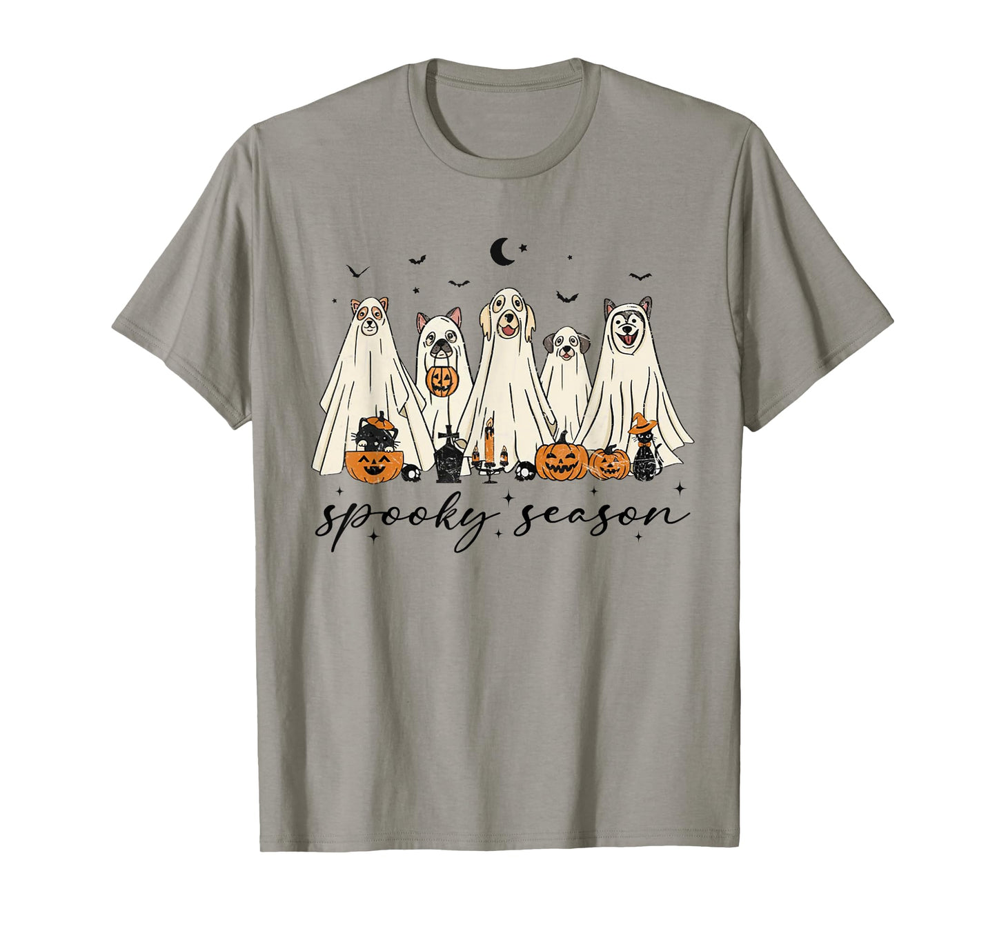 Spooky Season Cute Ghost Dog Pumpkin Halloween T-Shirt