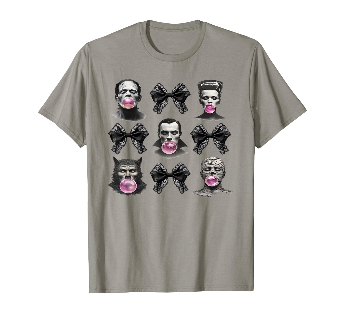 Frankenstein Monster Werewolf Vampire Blowing Bubble Gum T-Shirt