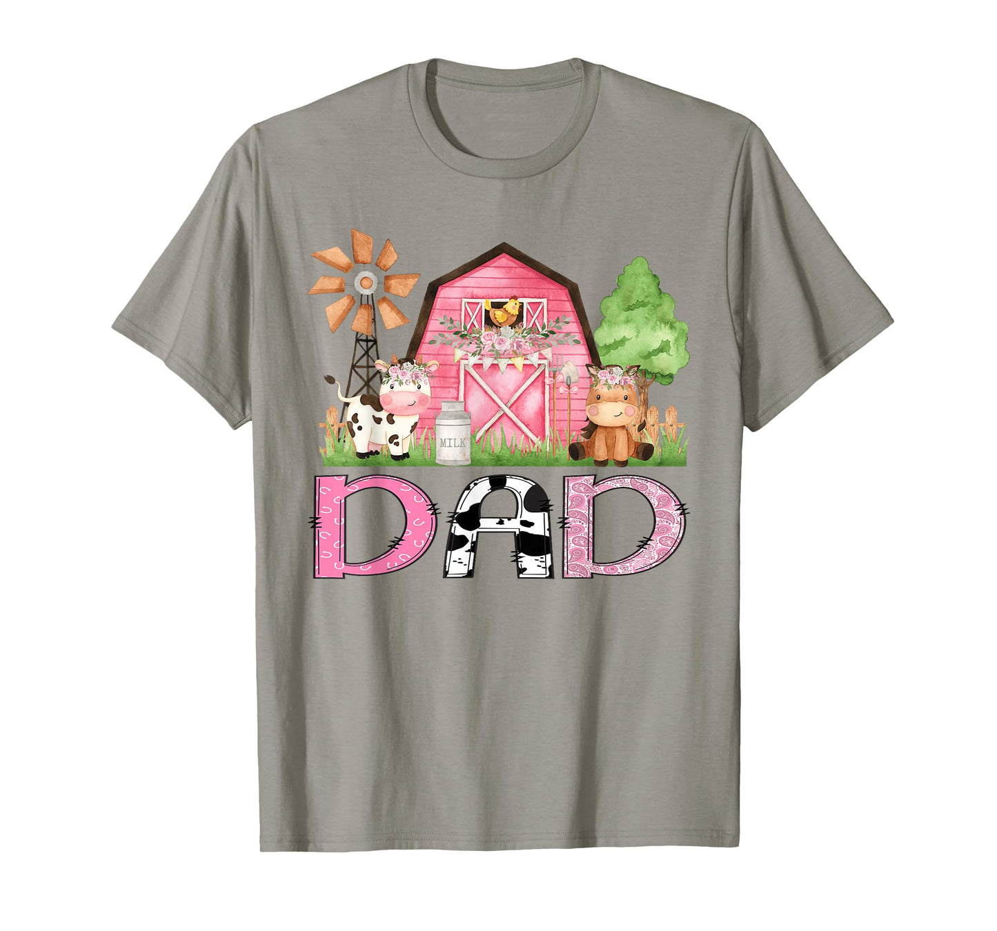 Dad Pink Farm Animal Birthday Kids Matching Family T-Shirt