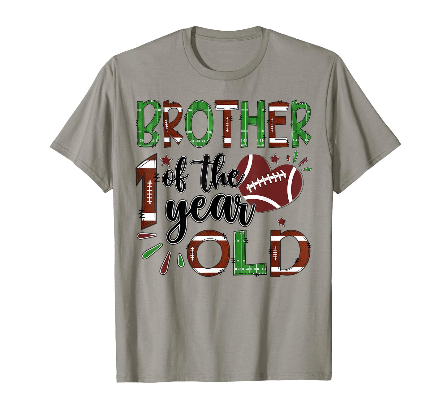 Brother Of The 1 Year Old Football 1St Year Down Birthday T-Shirt