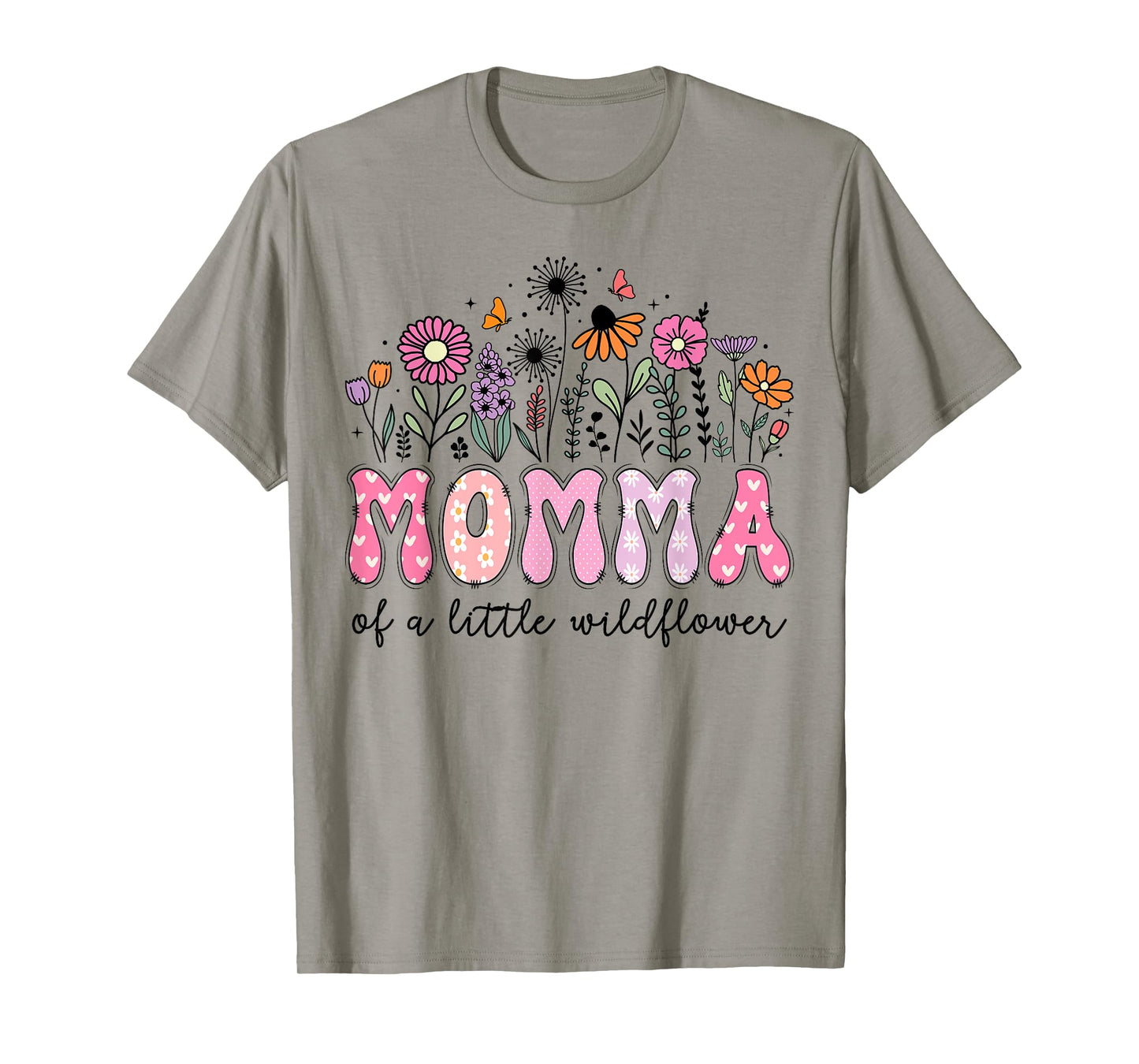 Momma Of The Little Wildflower Pink Floral Birthday Girl T-Shirt