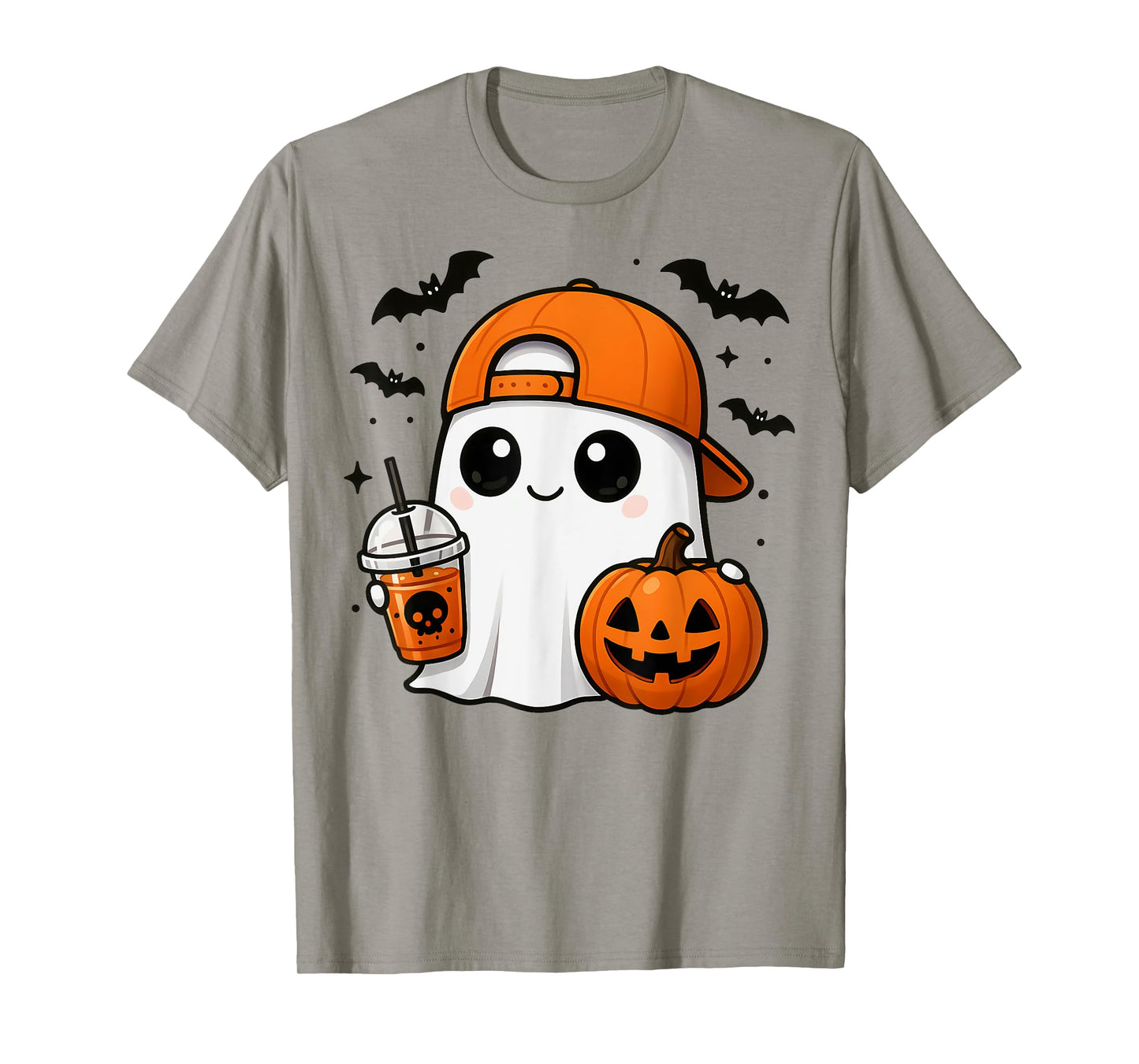 Halloween Cute Ghost Drink Pumpkin Men Women Boy Girl T-Shirt