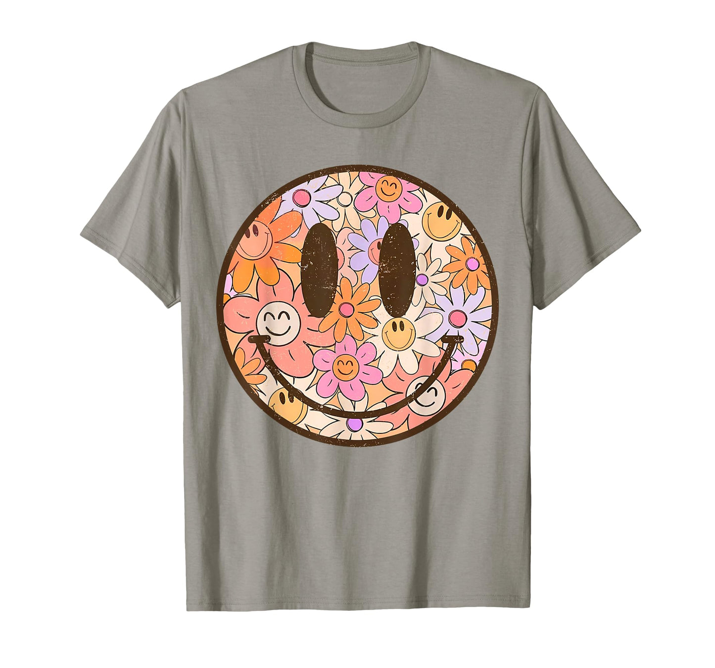 Retro Floral Smile Face Preppy Aesthetic Men Women Kids T-Shirt