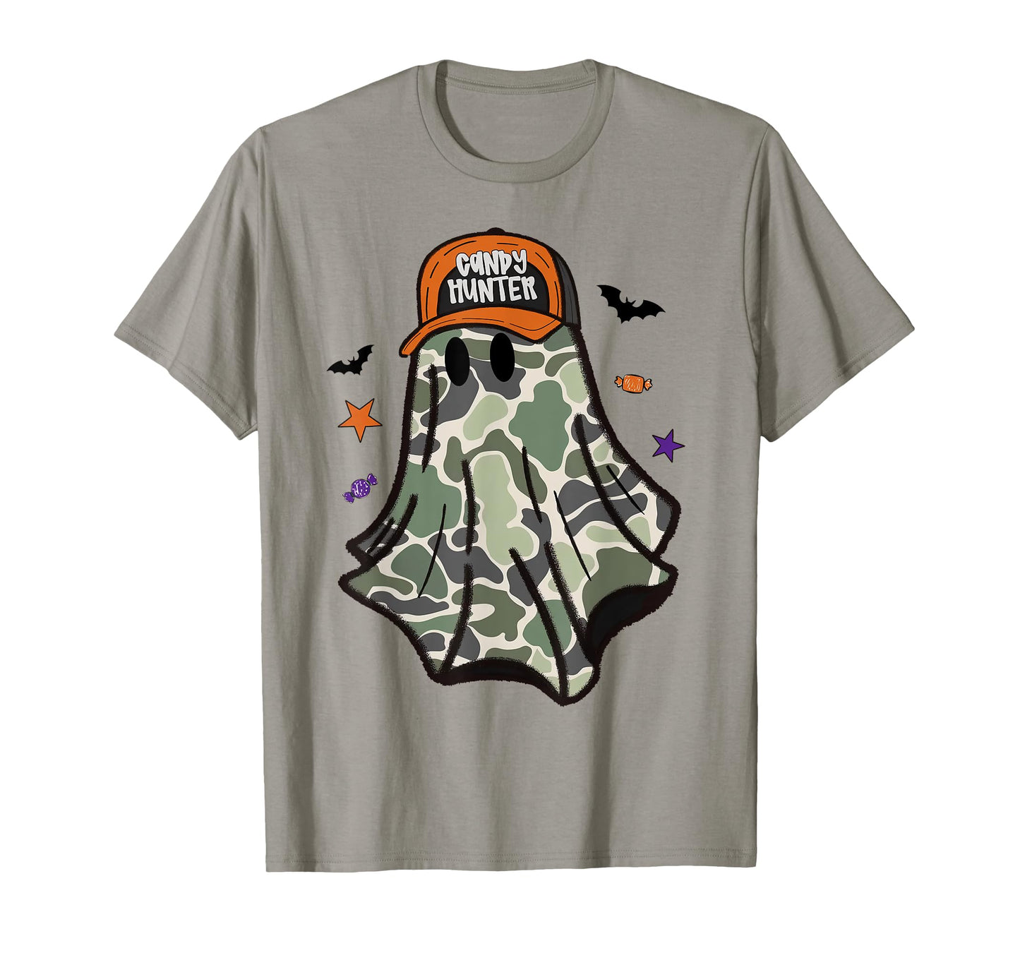 Candy Hunter Camo Ghost Funny Hunting Halloween Cozy Season T-Shirt