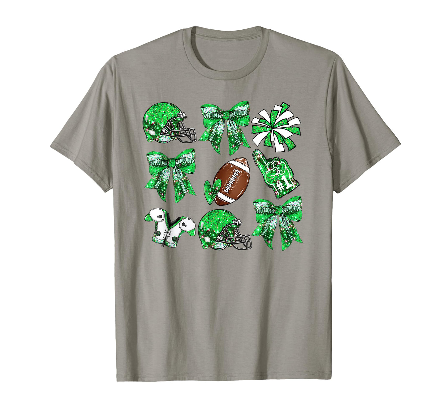 Green Coquette Bow Football Game Day Women Girls Kids T-Shirt