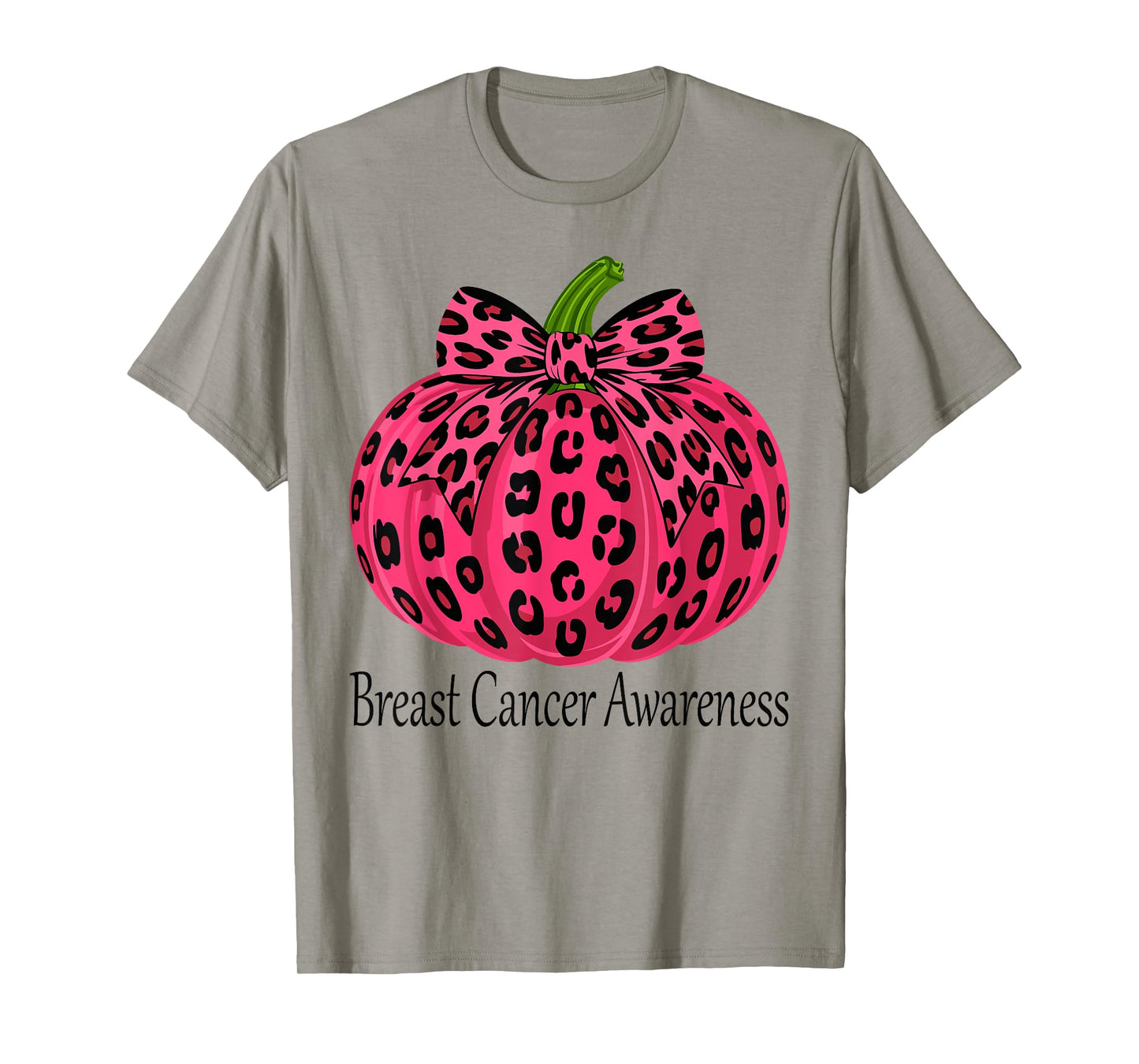 Leopard Bow Pumpkin Breast Cancer Awareness Fall Women T-Shirt