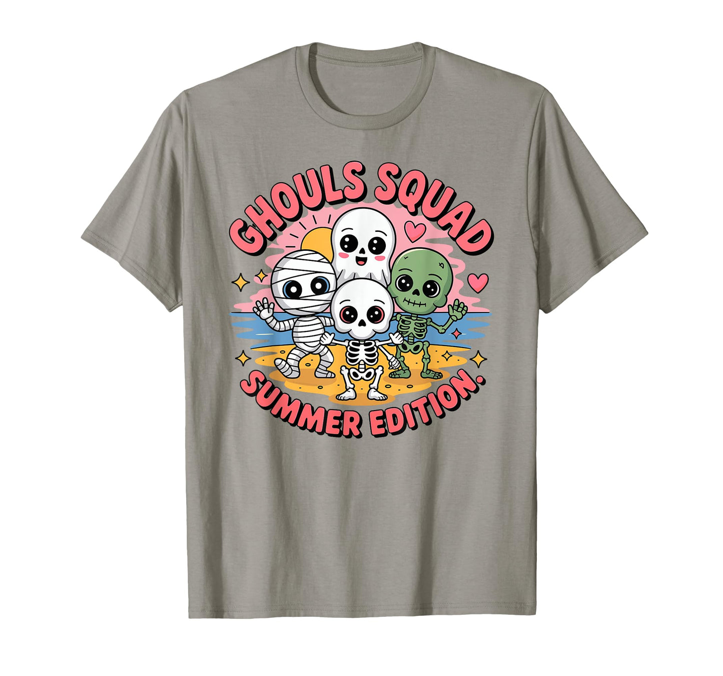Ghouls Squad Cute Summer Monsters Kawaii Halloween Beach T-Shirt