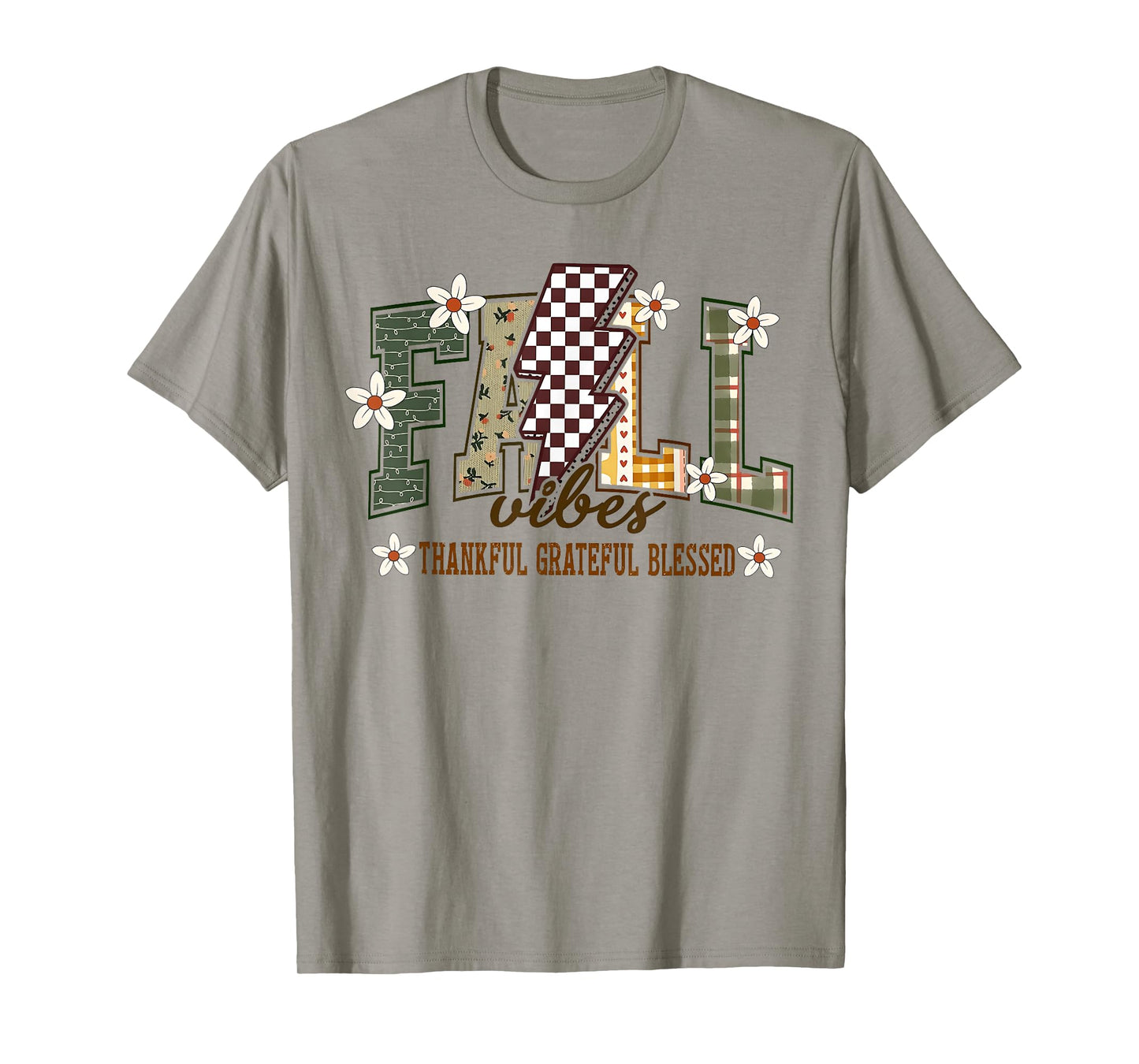 Thankful Grateful Blessed Autumn Vibes Leaves Thanksgiving T-Shirt