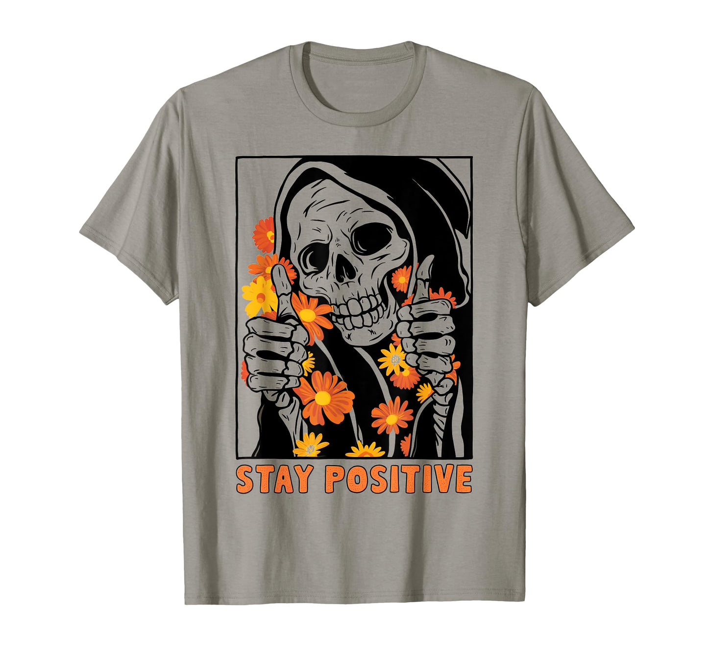 Stay Positive Skeleton Halloween Motivational Funny Skull T-Shirt