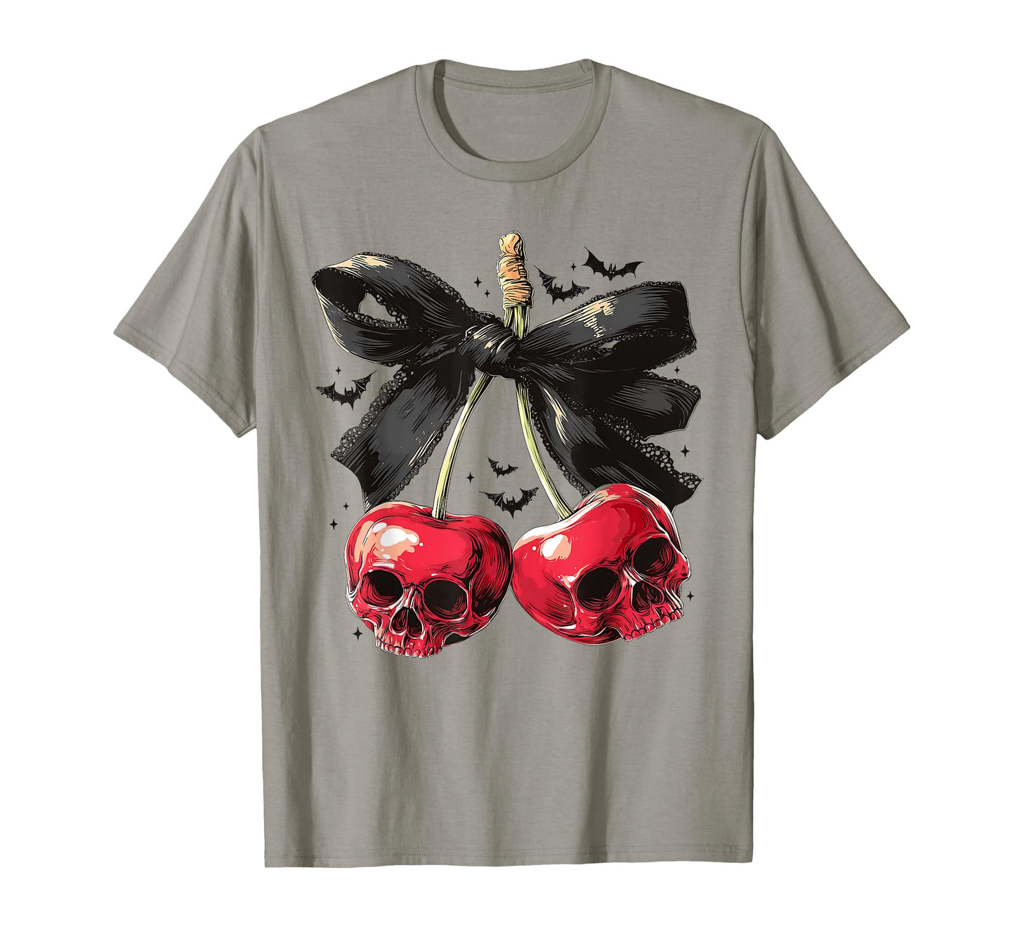 Spooky Cherry Halloween Bow Cherry Skull Cherry Men Women T-Shirt