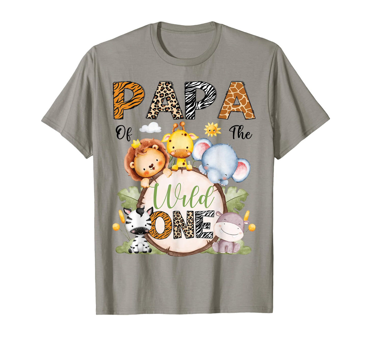 Papa Of The Wild One 1St Birthday Boy Safari Animals T-Shirt