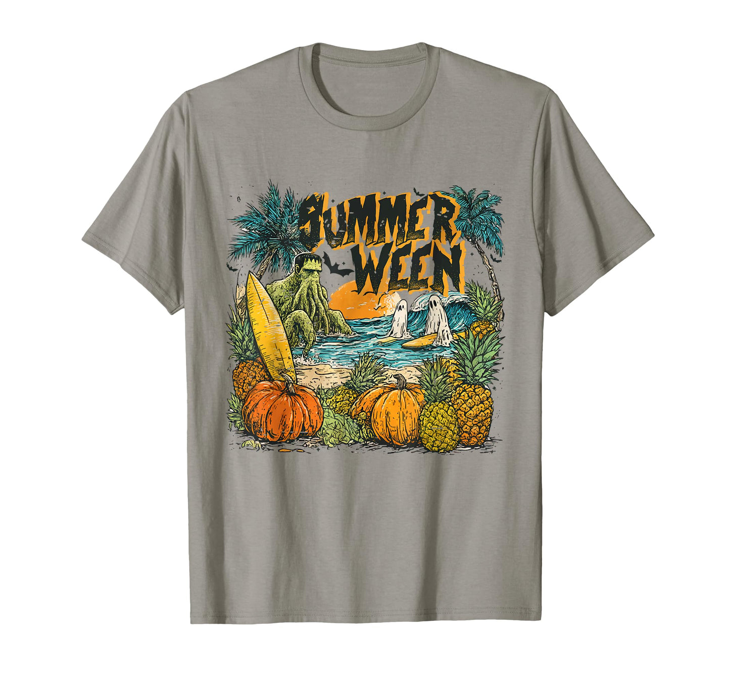 Vintage Cute Spooky Summer Halloween Funny Summerween Beach T-Shirt