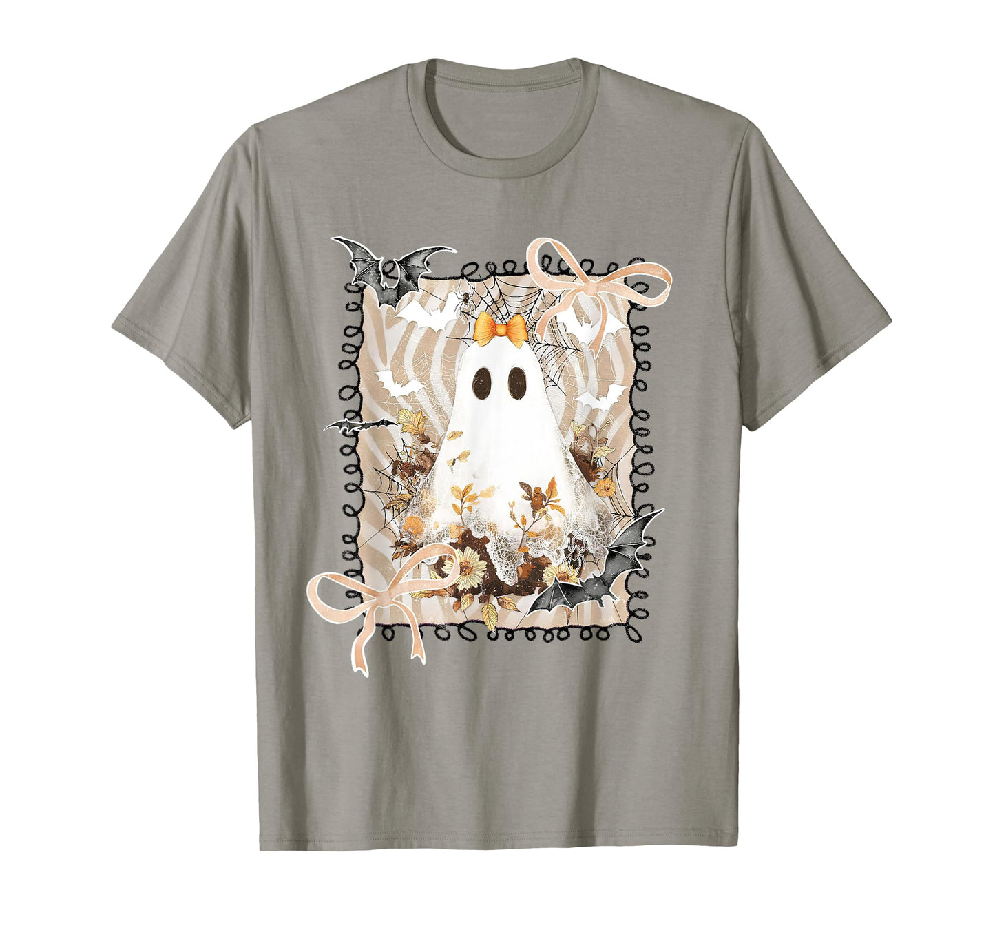 Coquette Bow Ghost Halloween Boo In Boojee Flower Ghost T-Shirt