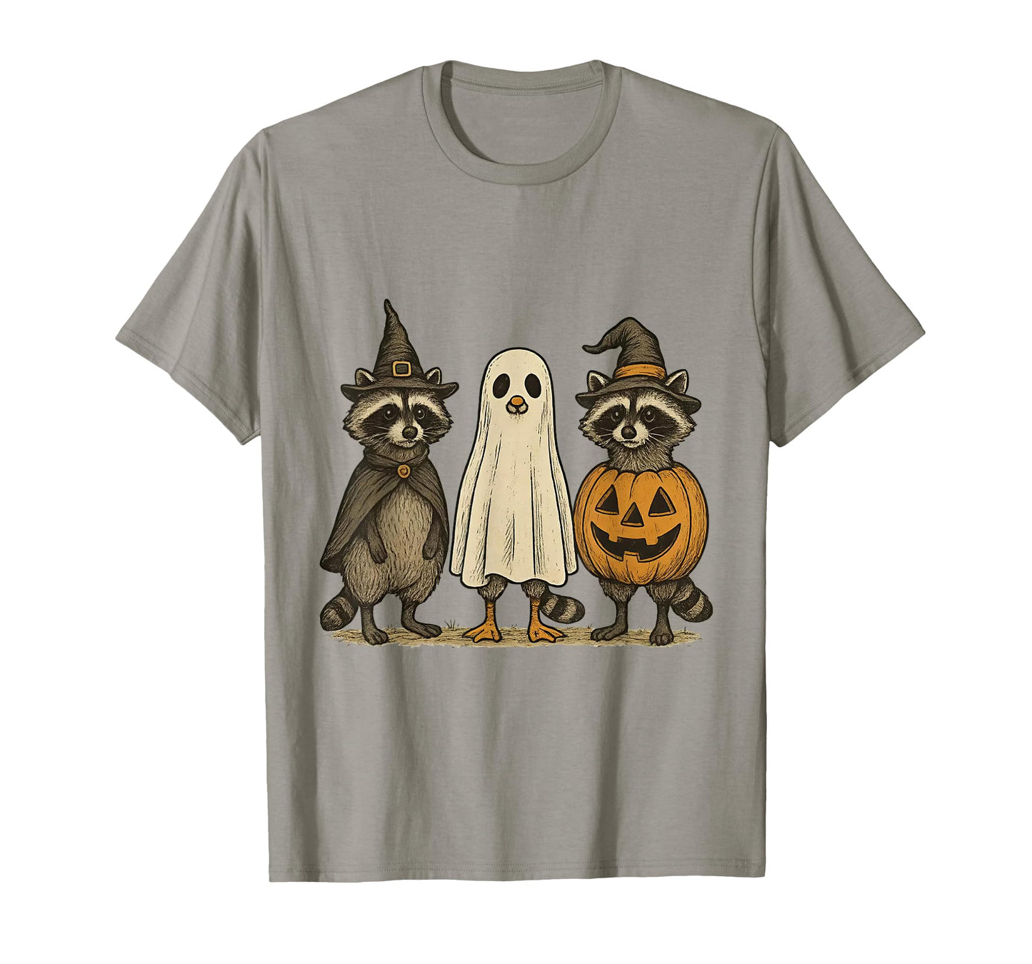 Boo Ghost Raccoon And Goose Halloween T-Shirt